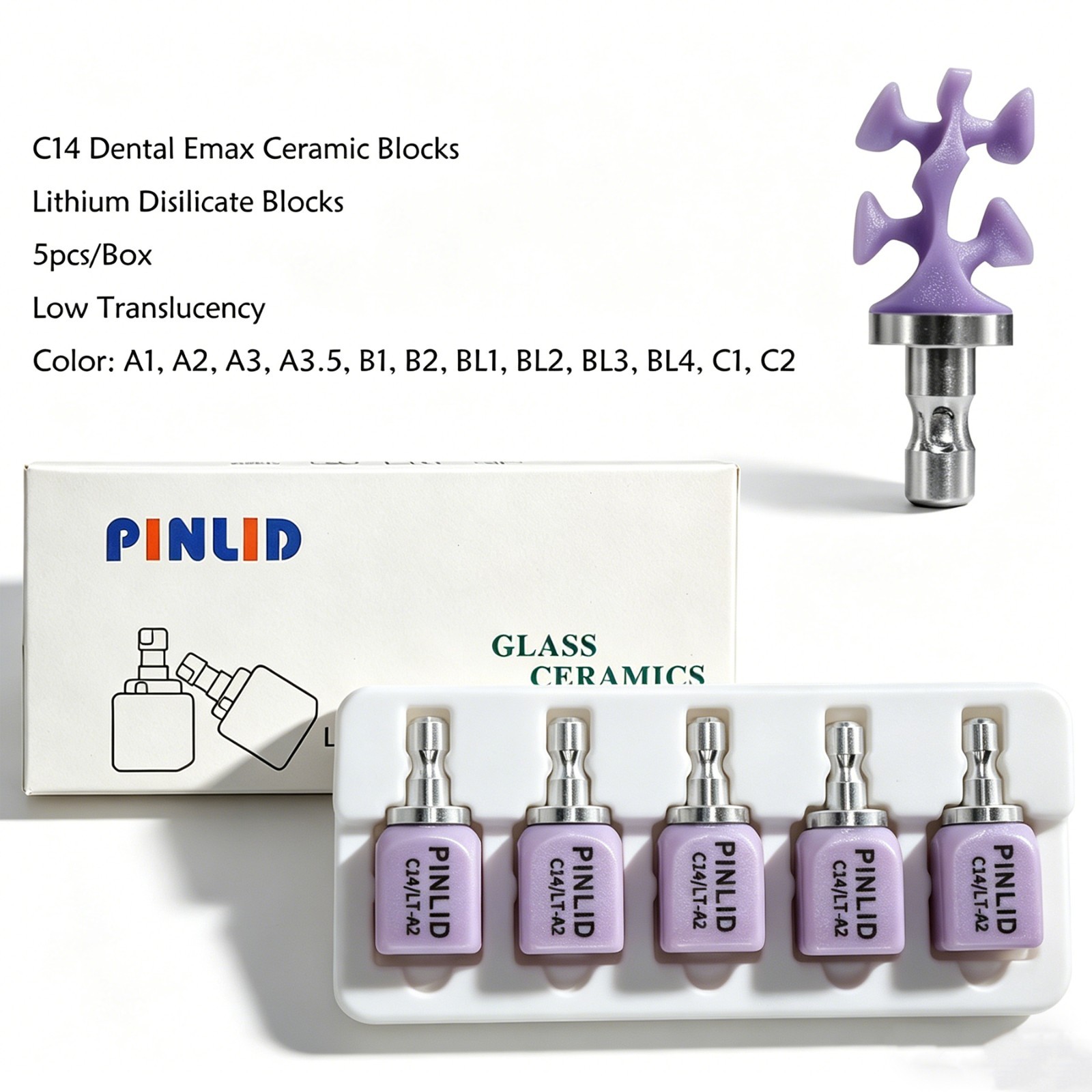US C14 Exam Ceramic Blocks Lithium Disilicate Cerec CAD CAM LT A1 A2 A3 5Pcs/Box