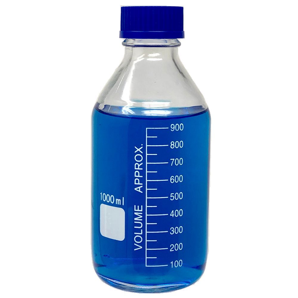 1L Glass Media Bottle, Round, GL45 Screw Cap Karter Scientific 251N4 (Single)
