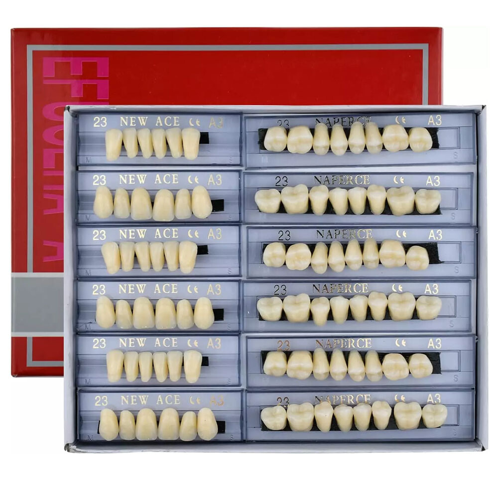 168Pcs Dental Acrylic Resin Denture A3#23 Shade Full Upper Lower False Teeth NEW