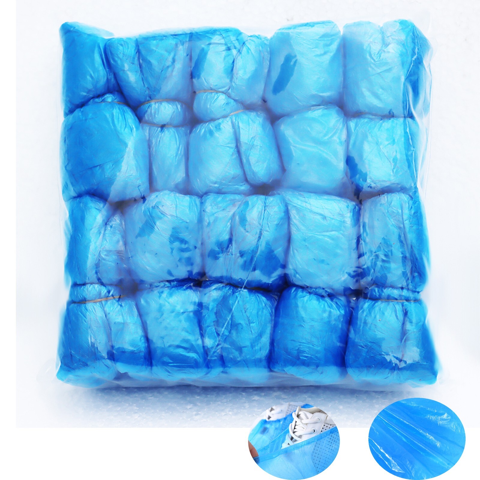 100 Pieces Disposable Plastic Shoe Cover PE Waterproof Shoe Cover for Hotel/Home