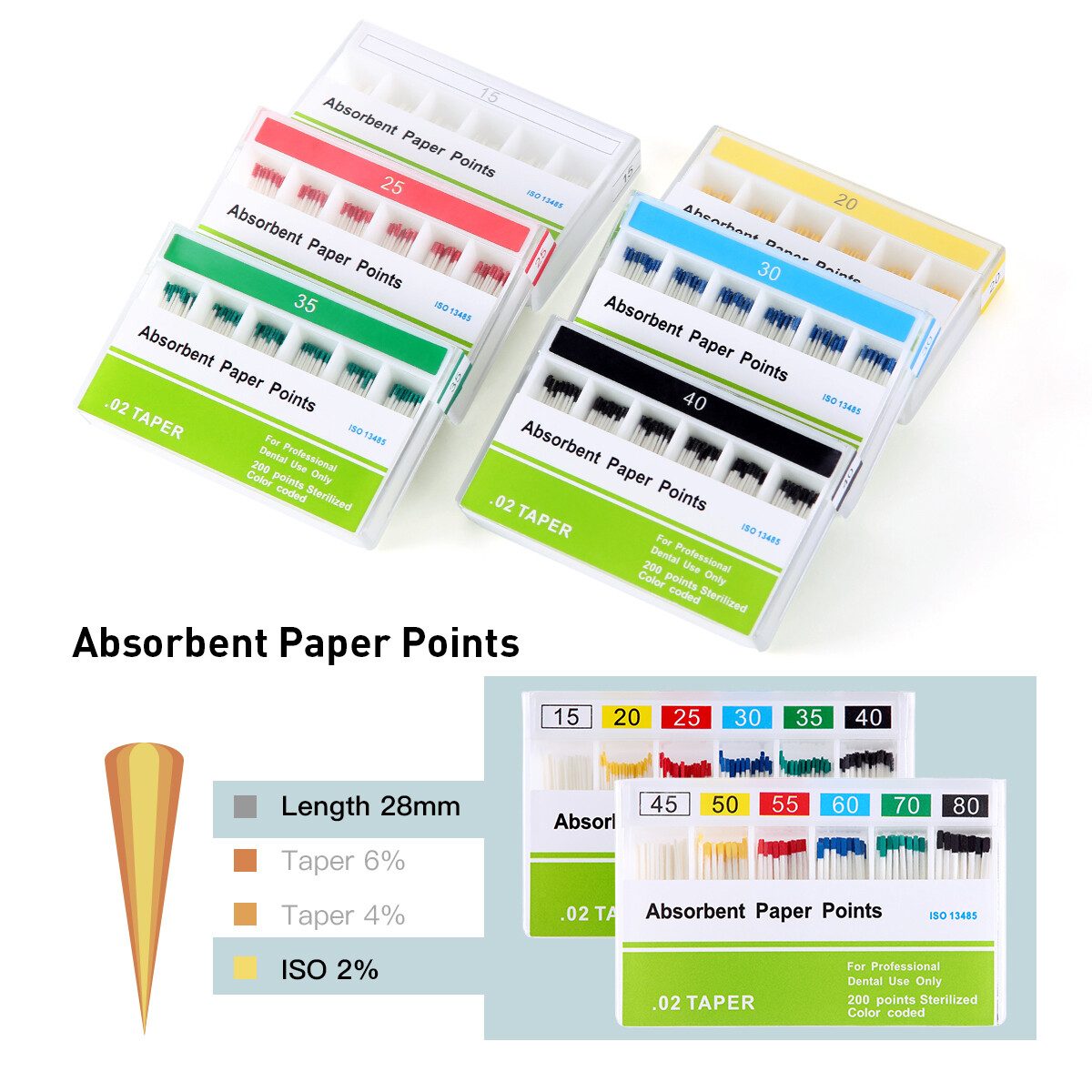 Dental Eododontic Absorbent Paper Points/Gutta Percha Points For Endo Root Canal