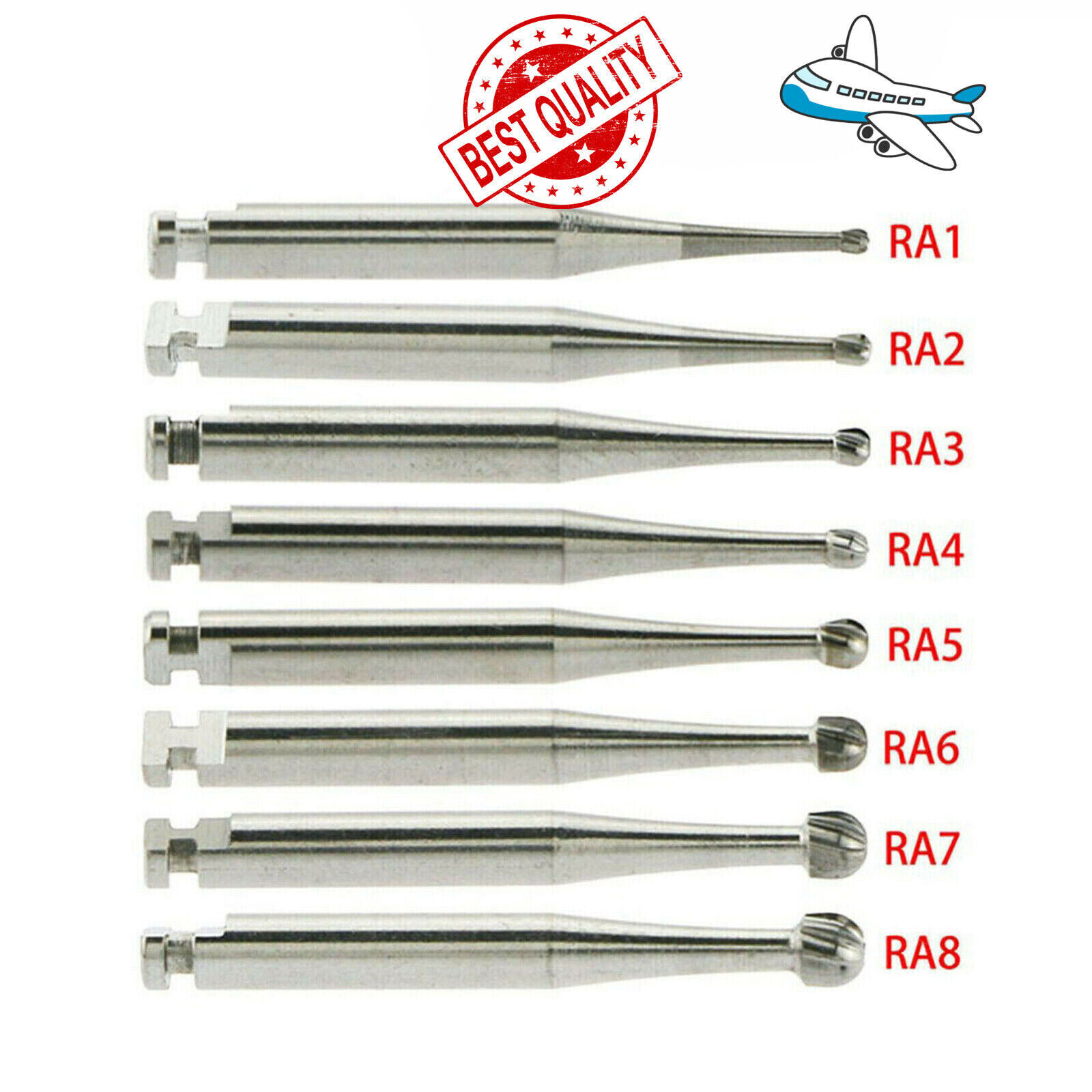 5-200pcs Dental Round Tungsten Carbide Bur Latch RA#1-8 for Slow Speed Handpiece