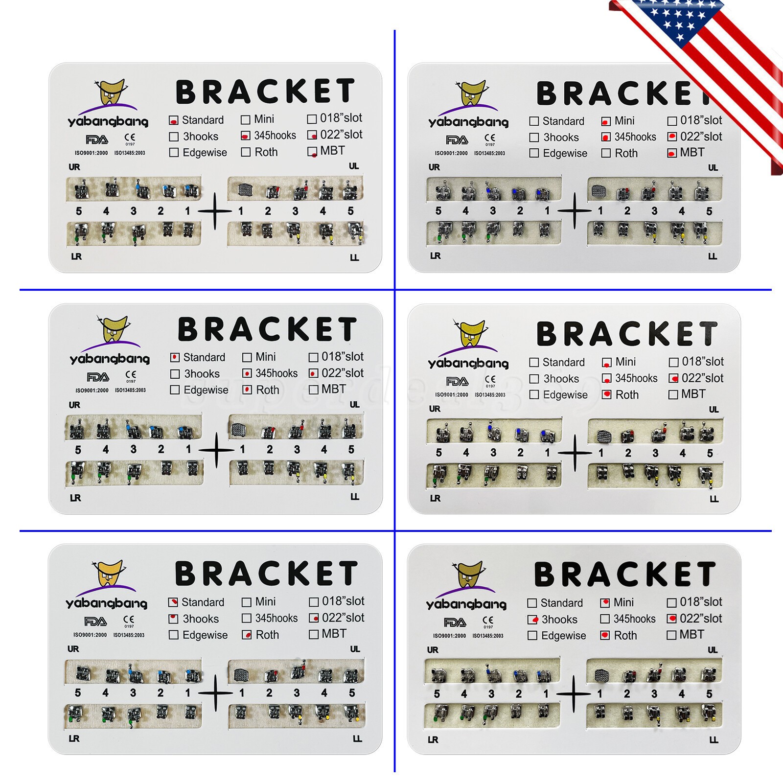 10 Packs Dental Orthodontic Metal Bracket Braces Mini Standard Roth/MBT 345Hook