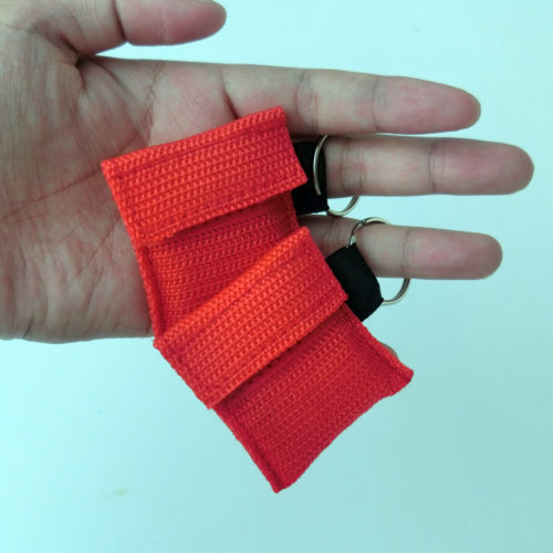 100 pcs CPR MASK WITH KEYCHAIN CPR FACE SHIELD AED FIRST AID TRAINING Red