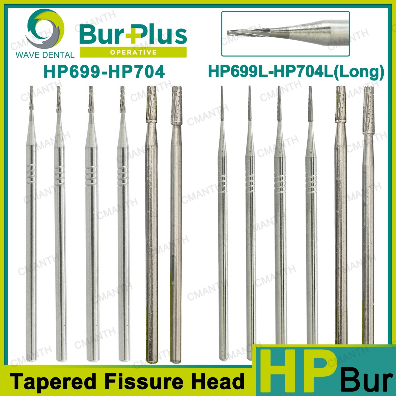 US WAVE Dental Surgical Burs Tungsten Carbide Bur Round HP 44.5mm For Slow Speed