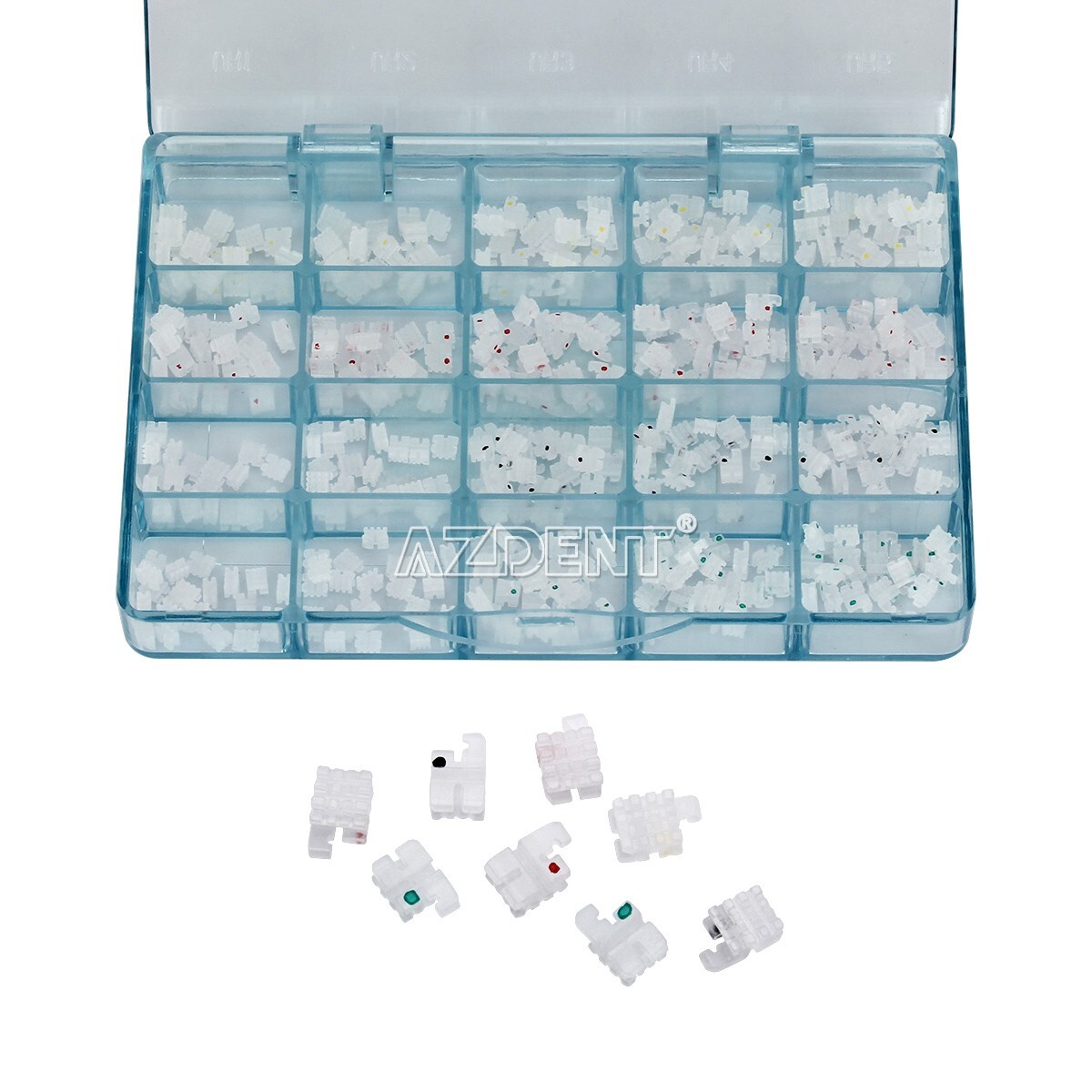 AZDENT Dental Ortho Ceramic Brackets Braces Roth MBT 0.022 Hooks 3 4 5