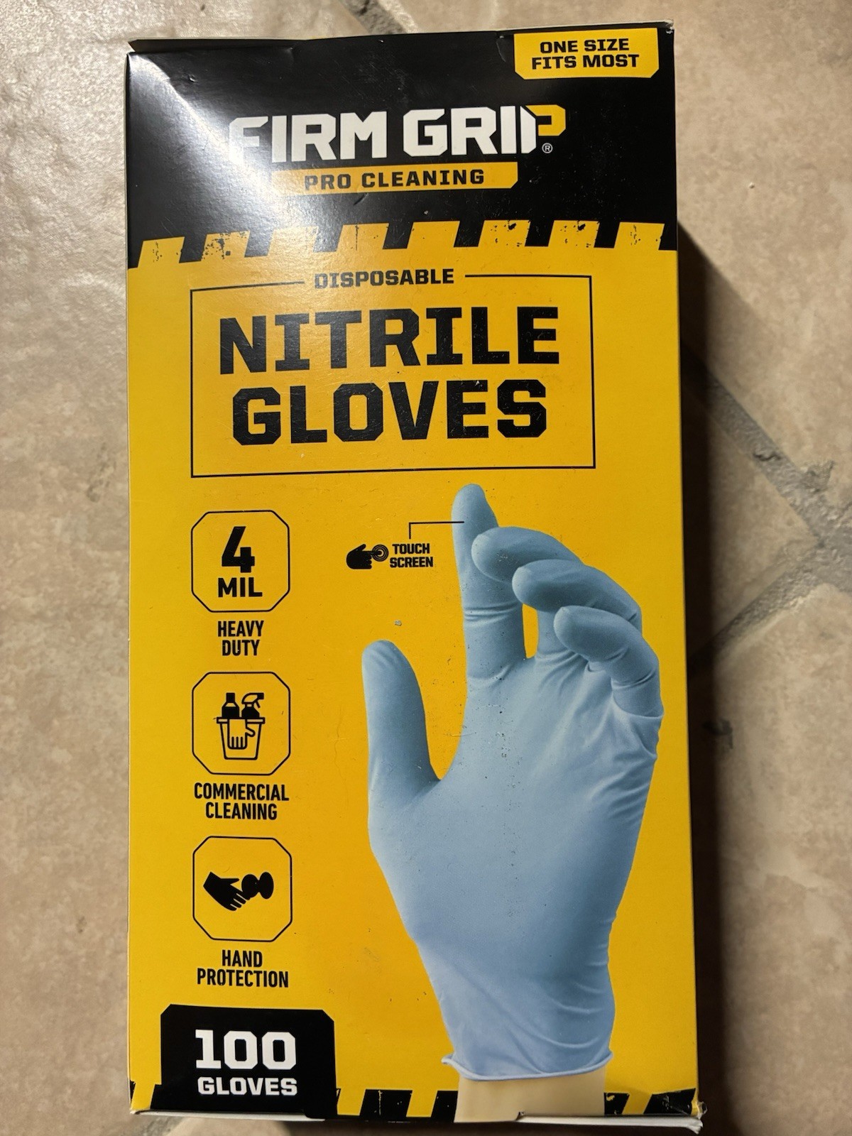 Firm Grip Pro Cleaning Disposable Nitrile Gloves 100 Count One Size Fits Most