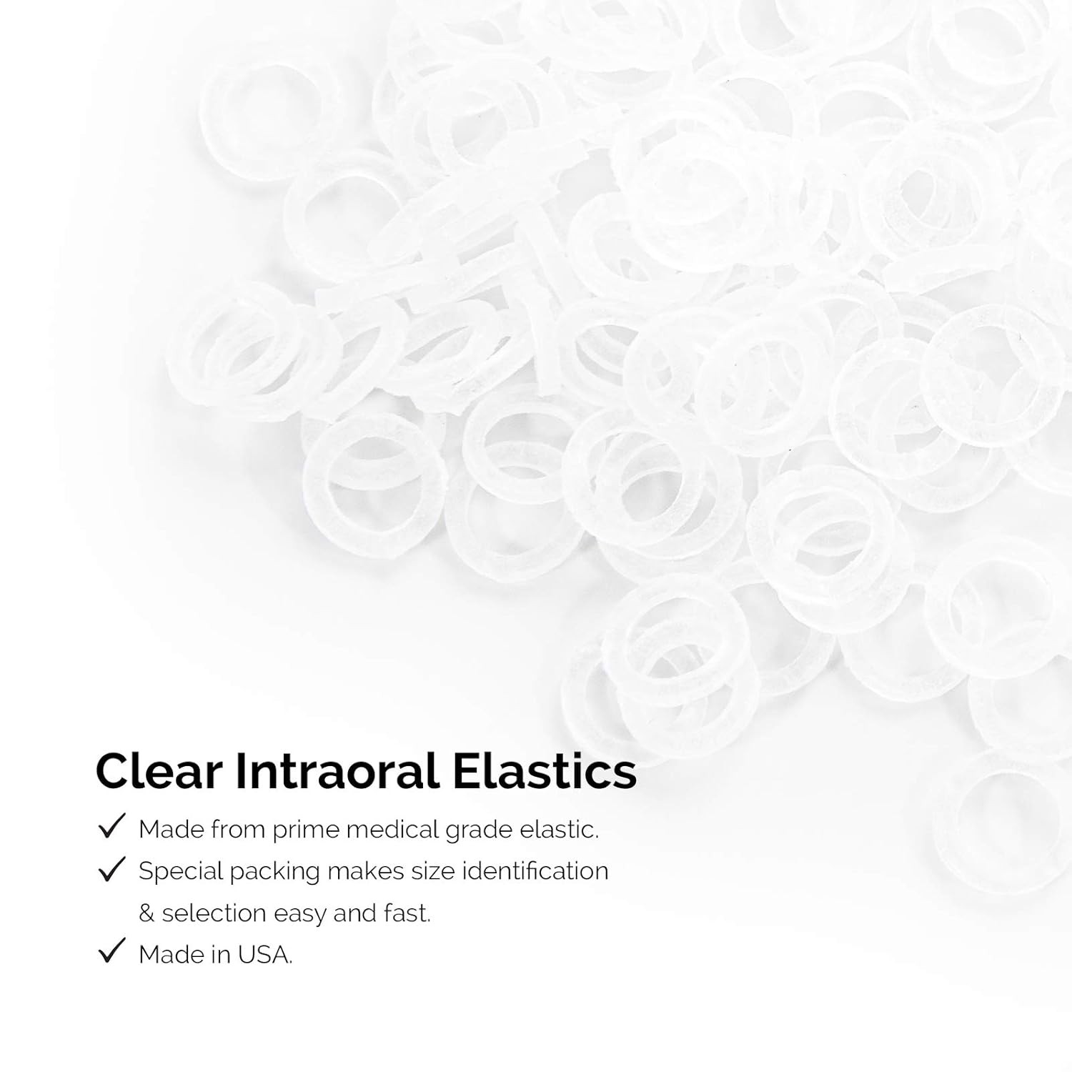 Heavy Duty 3/16 Inch Orthodontic Elastics 100 Pack Intraoral Elastic Bands Clear