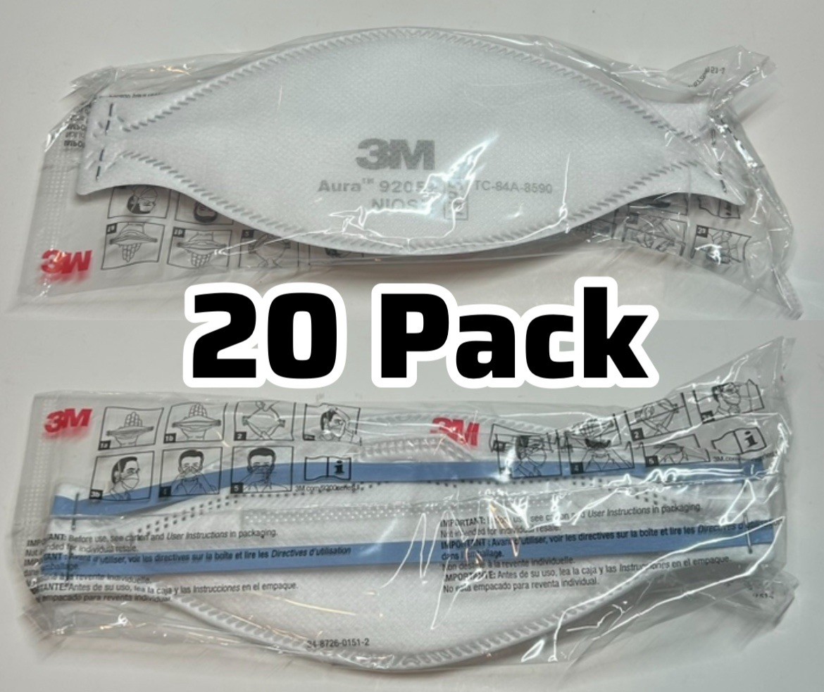 3M Aura 9205+ N95 NIOSH Approved Particulate Respirator Face Mask (20 Pack)