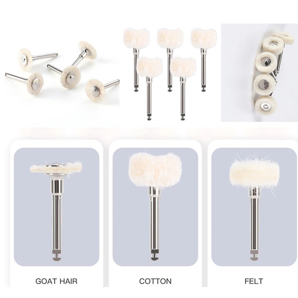 Dental Polishing Brush Wheels Goat Hair/Felt/Cotton Contra Angle RA Latch Type