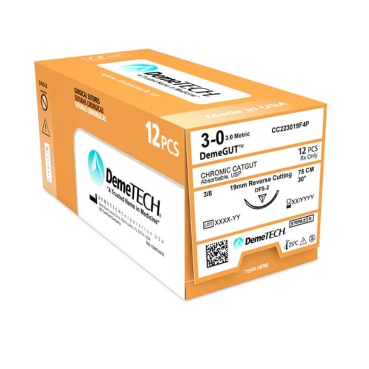 DemeTECH® Chromic Catgut Dental Suture Brown Absorbable Sutures 12pcs/box