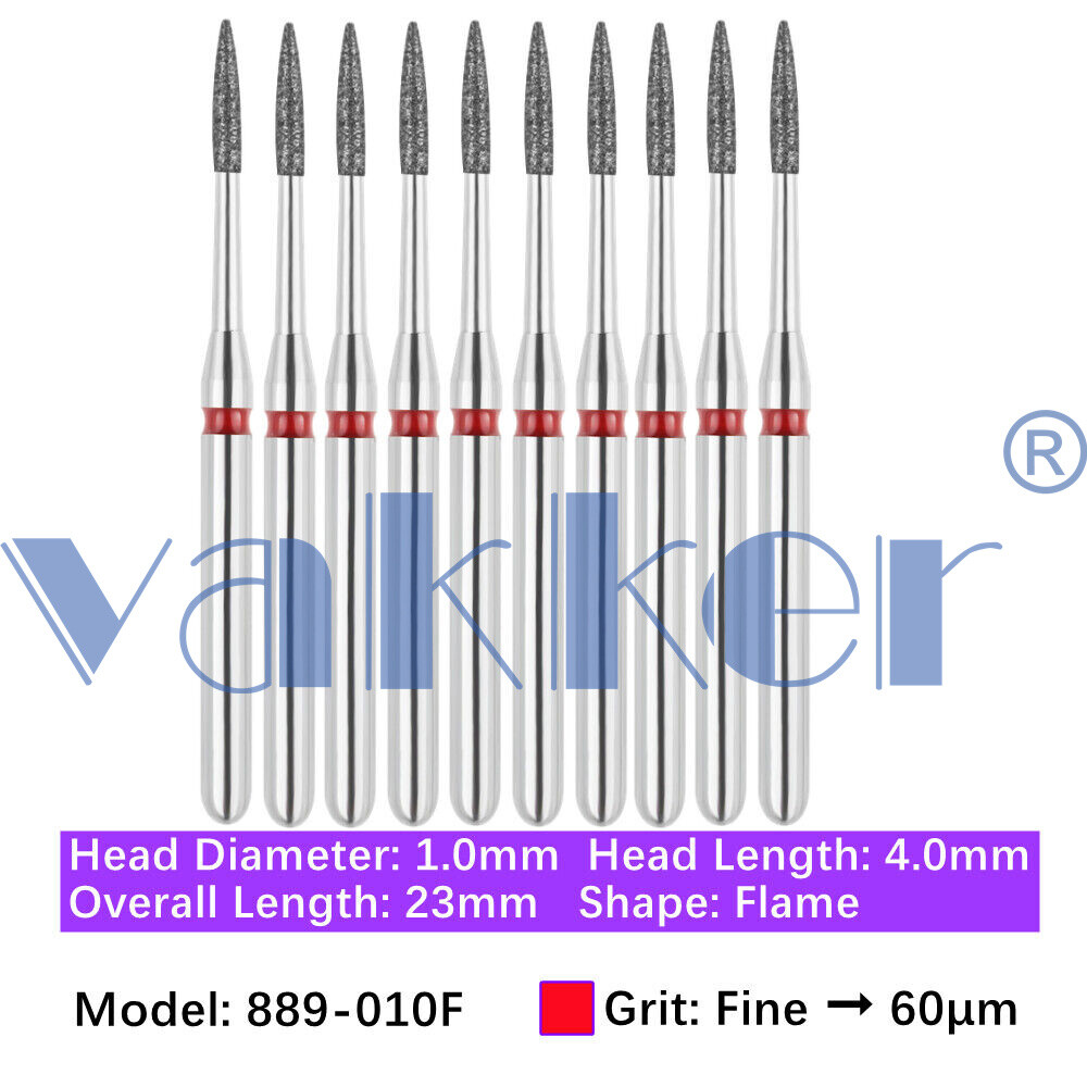 10pc/pk Diamond Burs FG Flame Super Fine Medium Coarse Grit High Speed 862 863