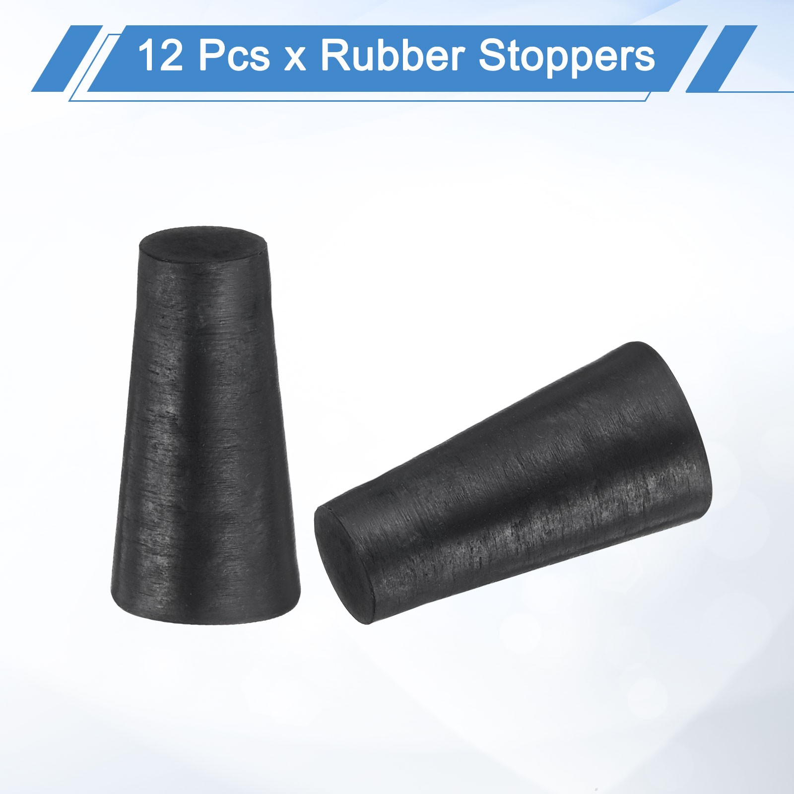 Rubber Stoppers 7mm to 11mm 12 Pcs 20mm Solid Tapered Lab Rubber Plugs