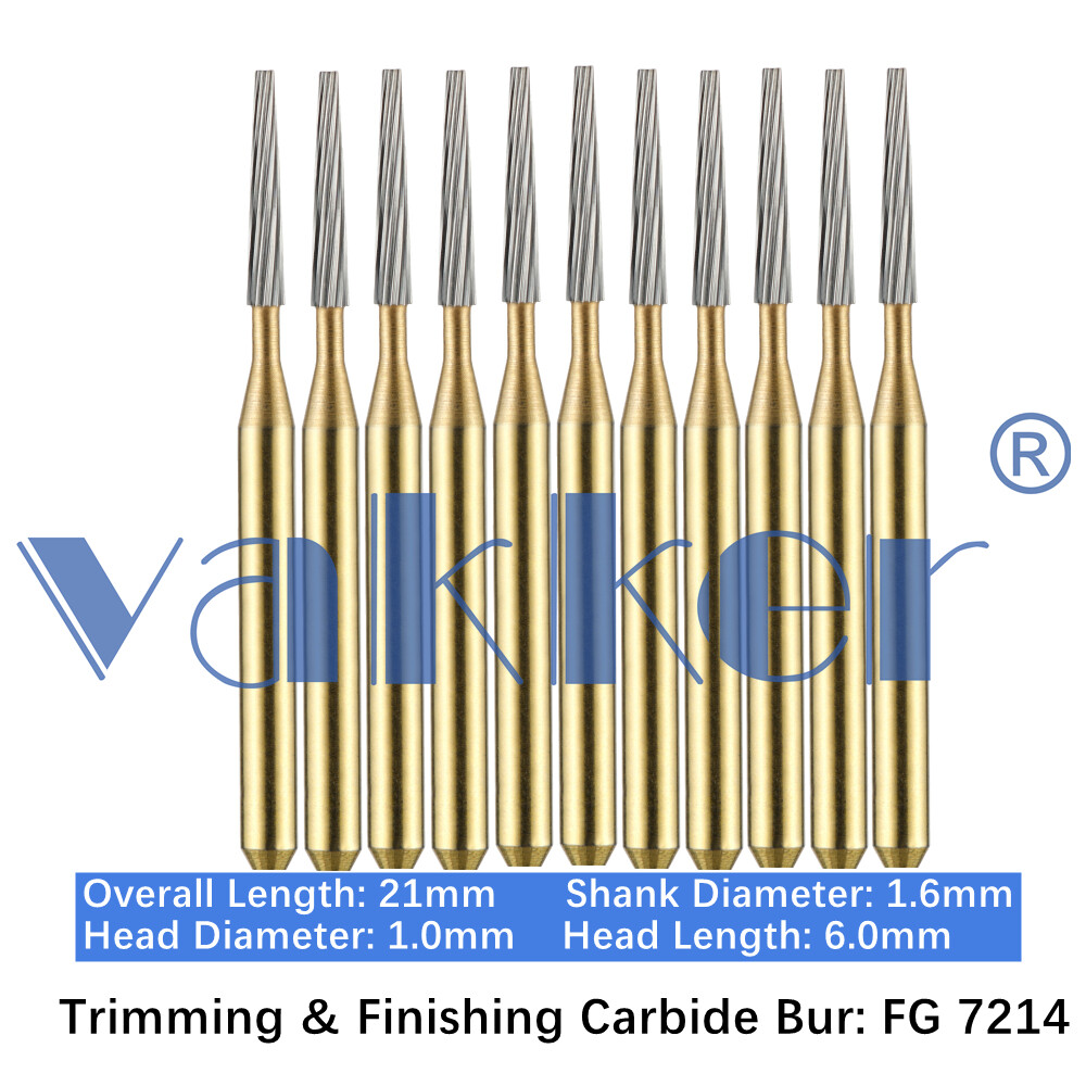 10/Pack Dental Trimming & Finishing Gold Carbide Burs Round Needle Egg FG7106