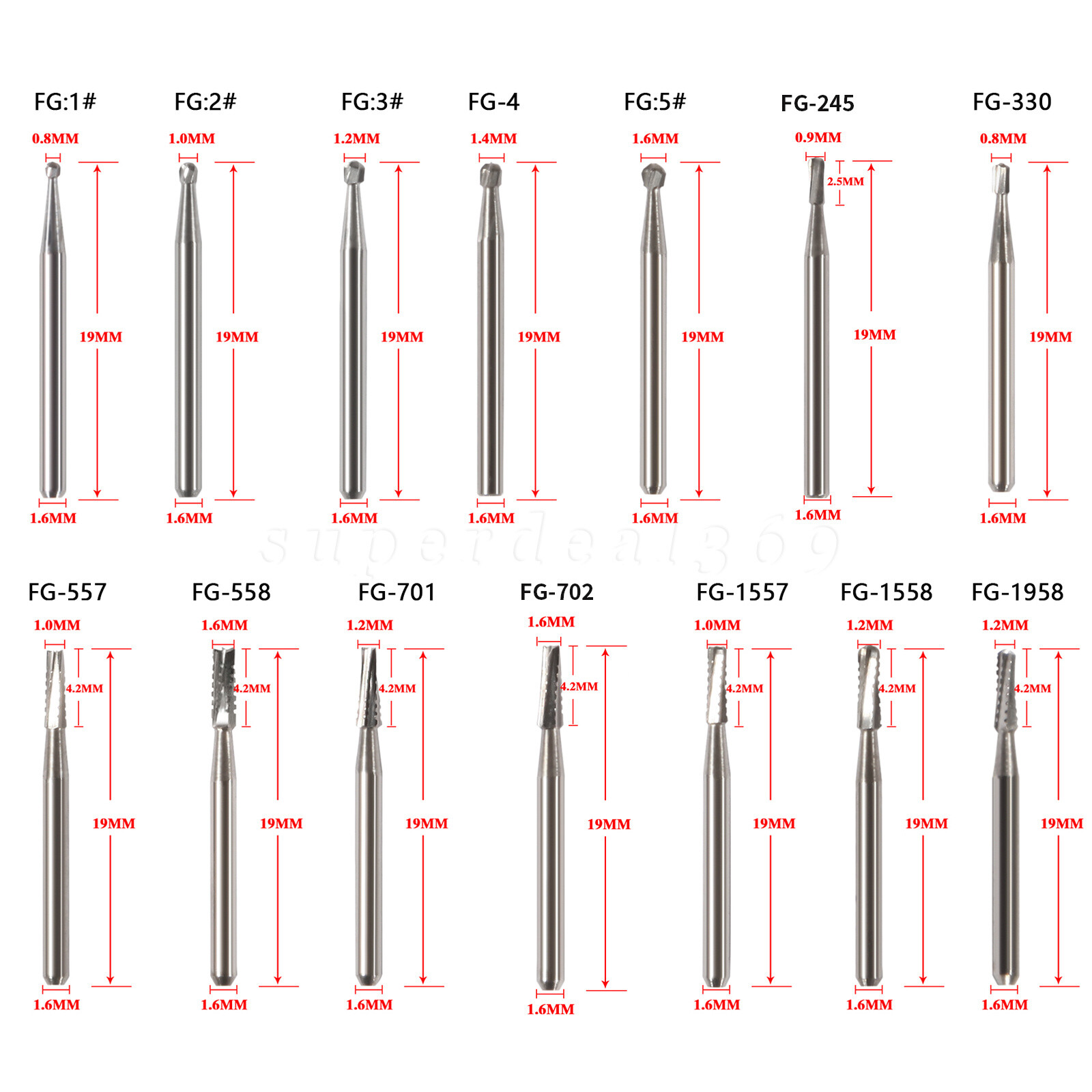 10-100 PCS Dental Round Tungsten Carbide Steel Bur For High Speed Handpiece