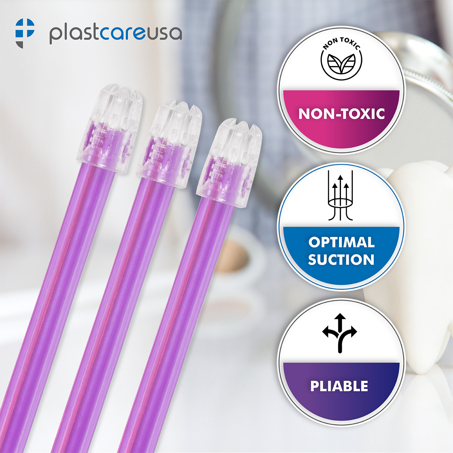1000 (10 Bags) Purple Dental Saliva Ejectors Ejector Disposable Suction Tips