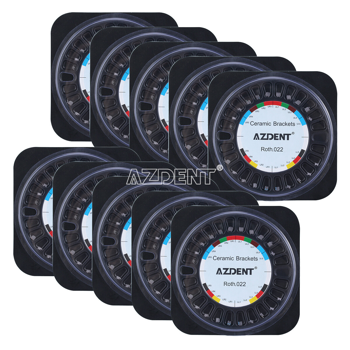 AZDENT Dental Orthodontic Ceramic Brackes Braces Roth /MBT .022 Hooks 3 4 5