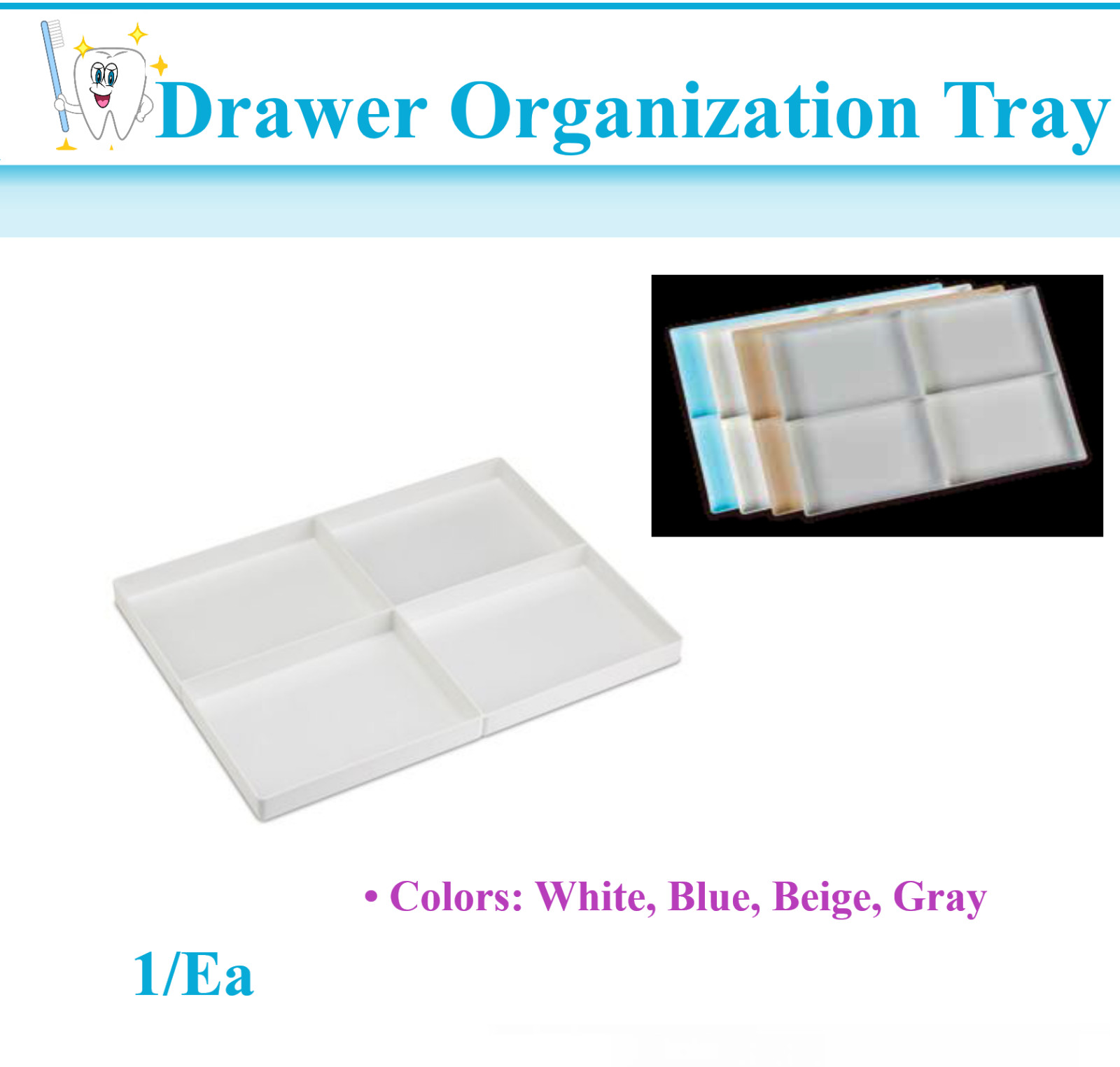 Dental Instruments Supplies Drawer Organization Tray Storage 16″W x 12-3″ ⁄ 16D