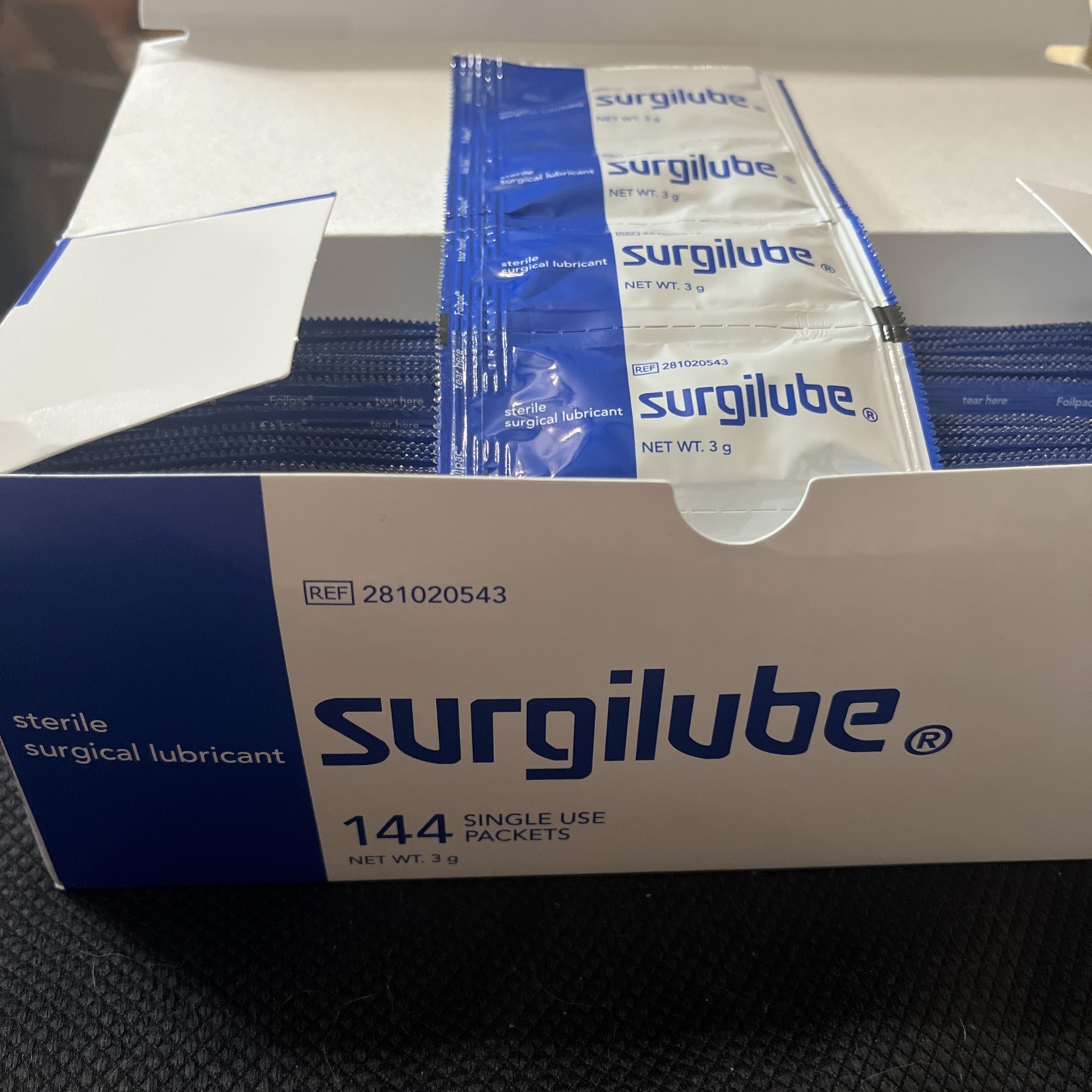 Surgilube Surgical Lubricant Sterile Jelly Foil Pac 3g – 144 Single Use Packets