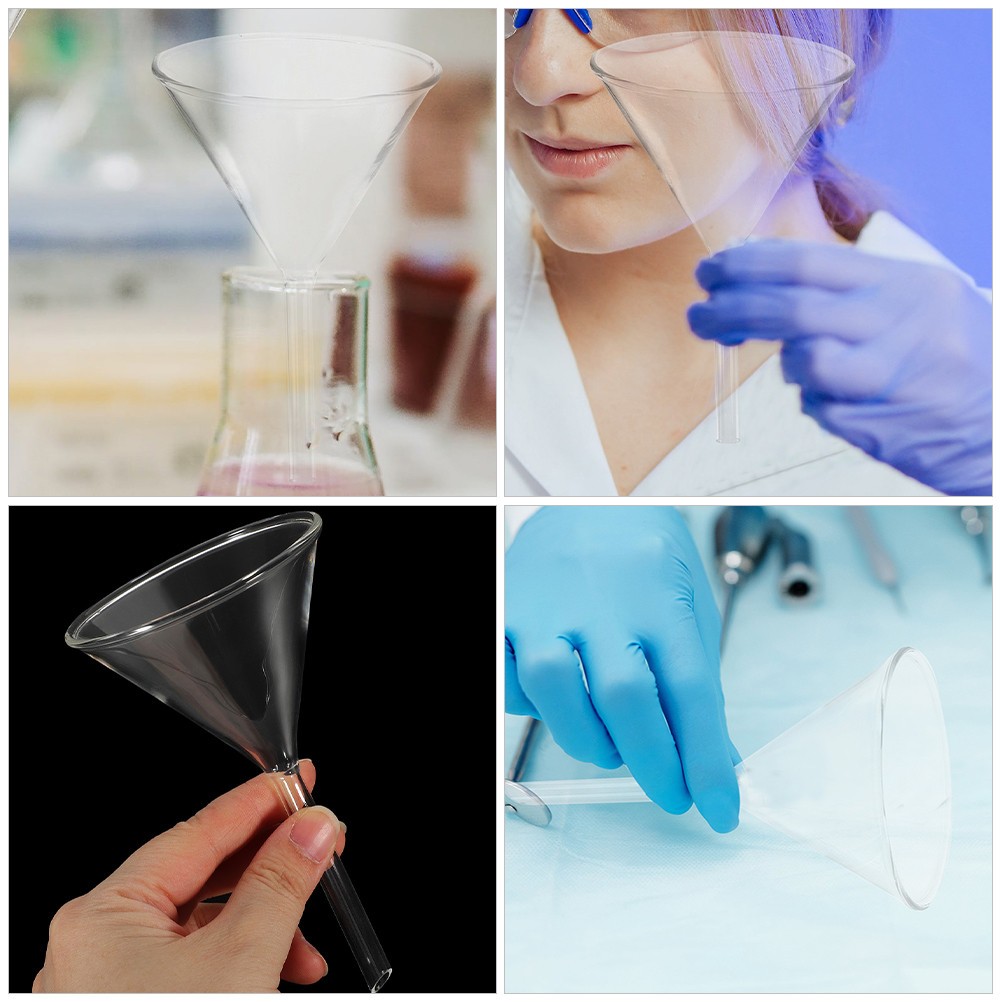 8Pcs Transparent Glass Laboratory Funnels Reusable Scientific Filling Funnel Set