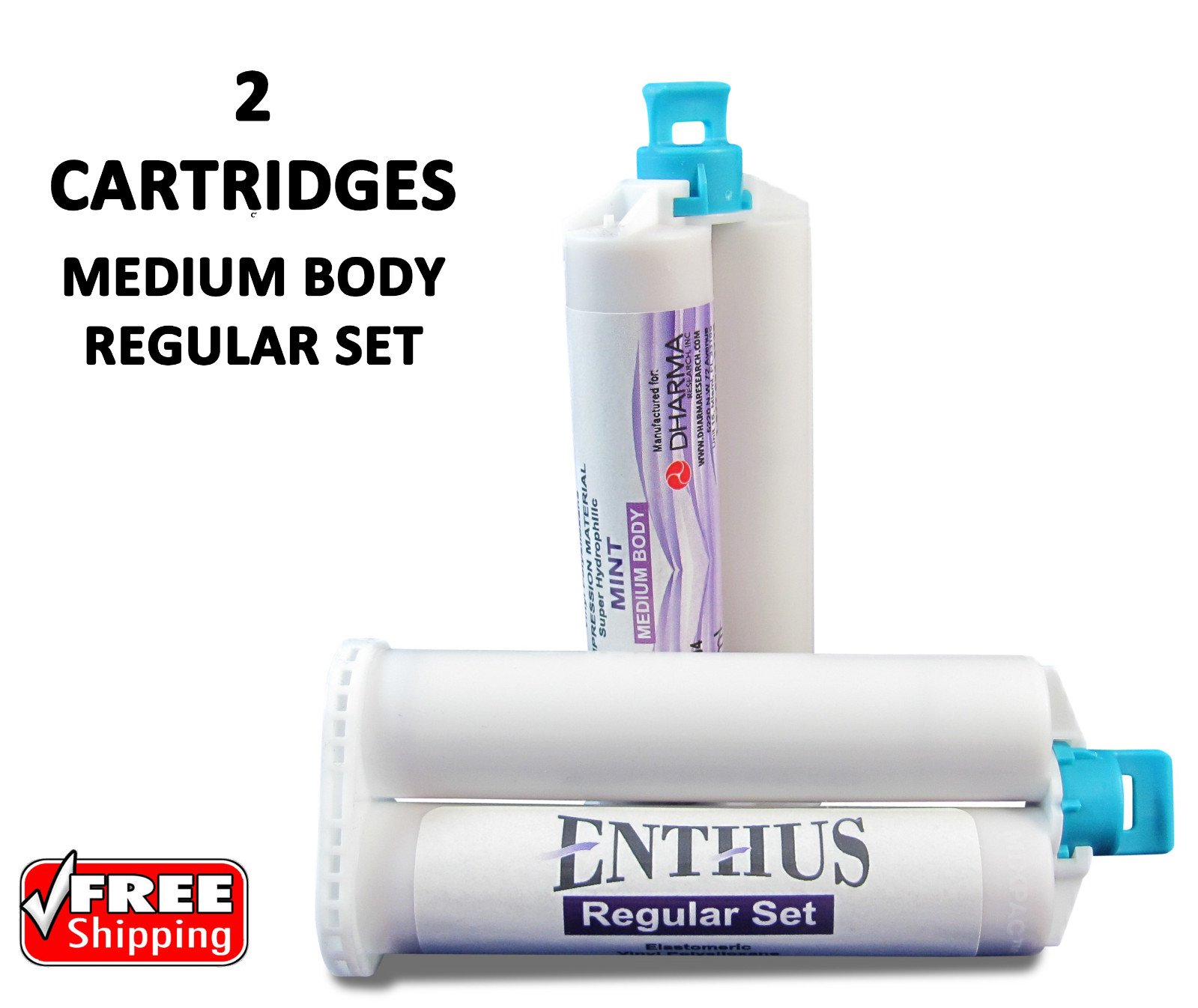 MEDIUM BODY Impression Material REGULAR SET Enthus 2 X 50ml Cartridges VPS