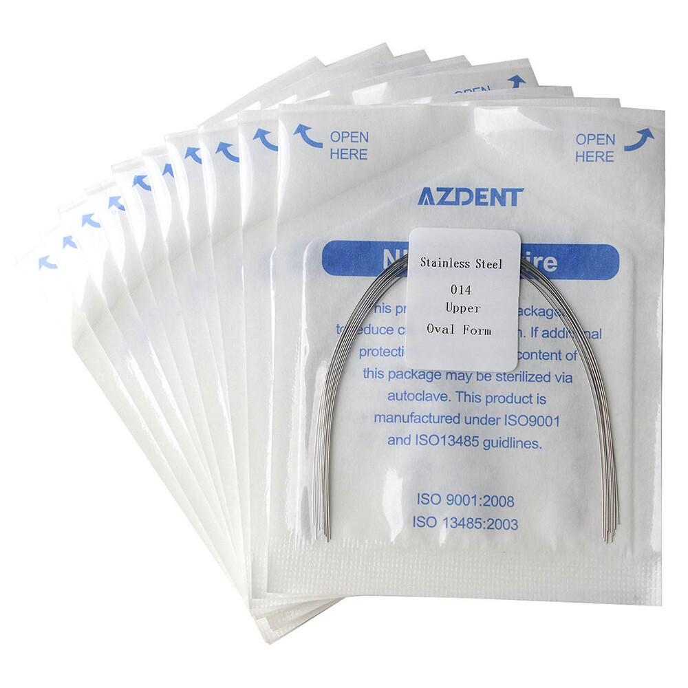 10pcs/Pack Dental Orthodontic Stainless Steel Oval Form Round Arch Wires AZDENT