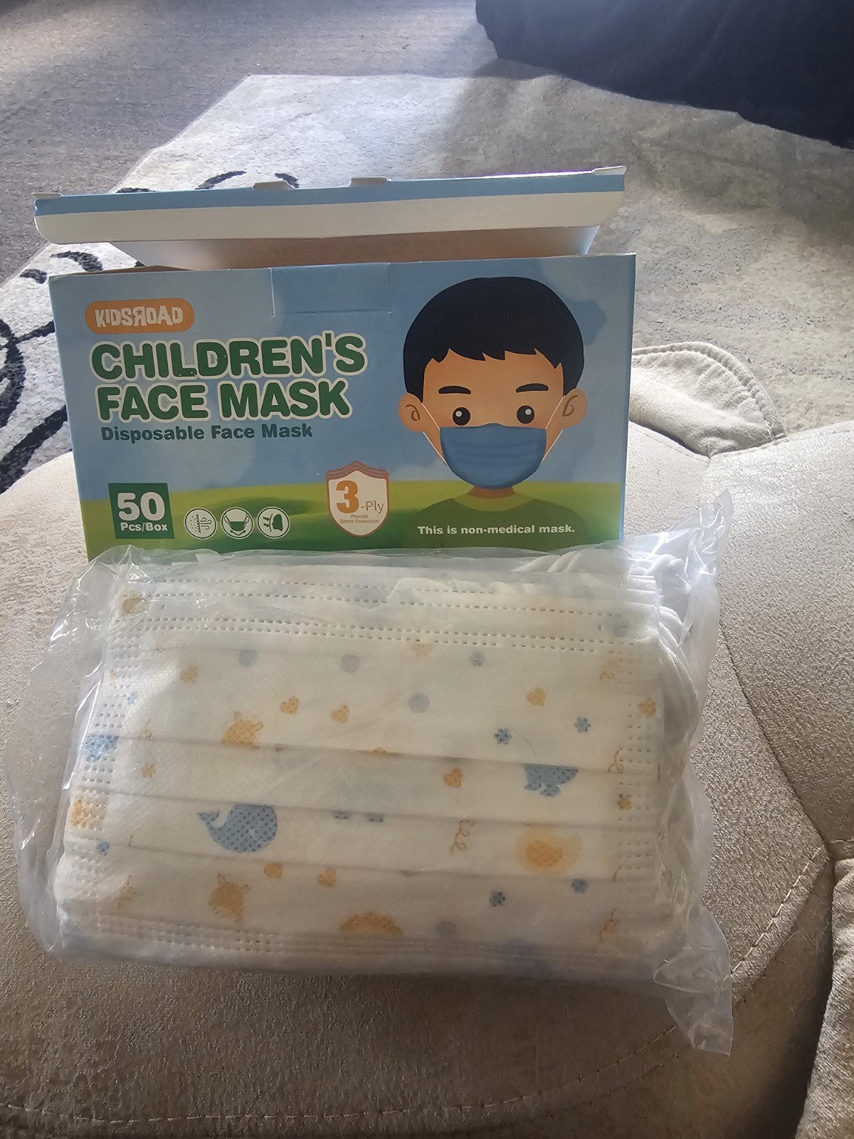 KIDSROAD Children’s Disposable Face Mask (Non-Medical) 50pcs/box 3ply