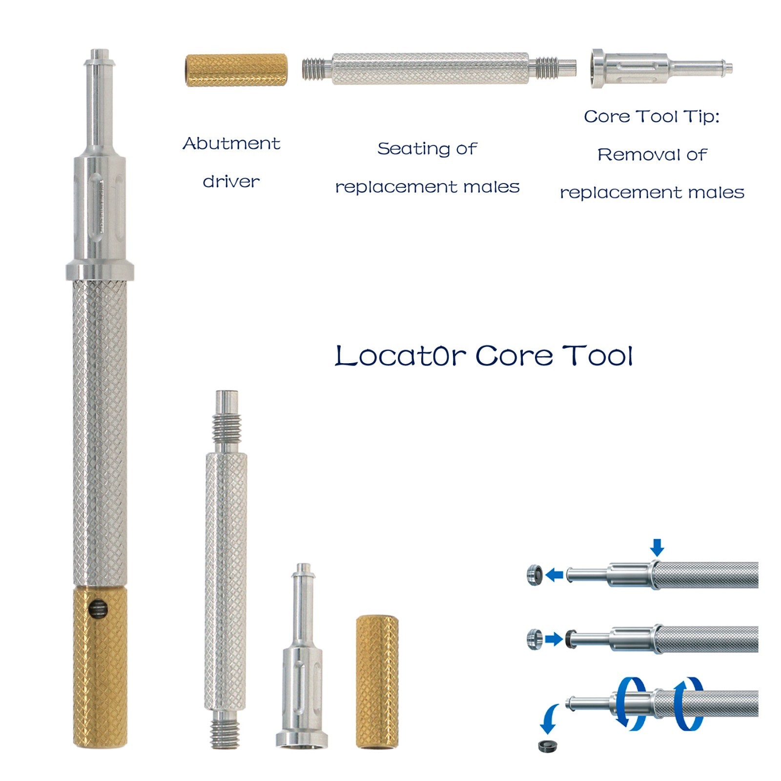 US Dental Retention Cap Set And Male Cap Insertion Extraction Locator core Tool