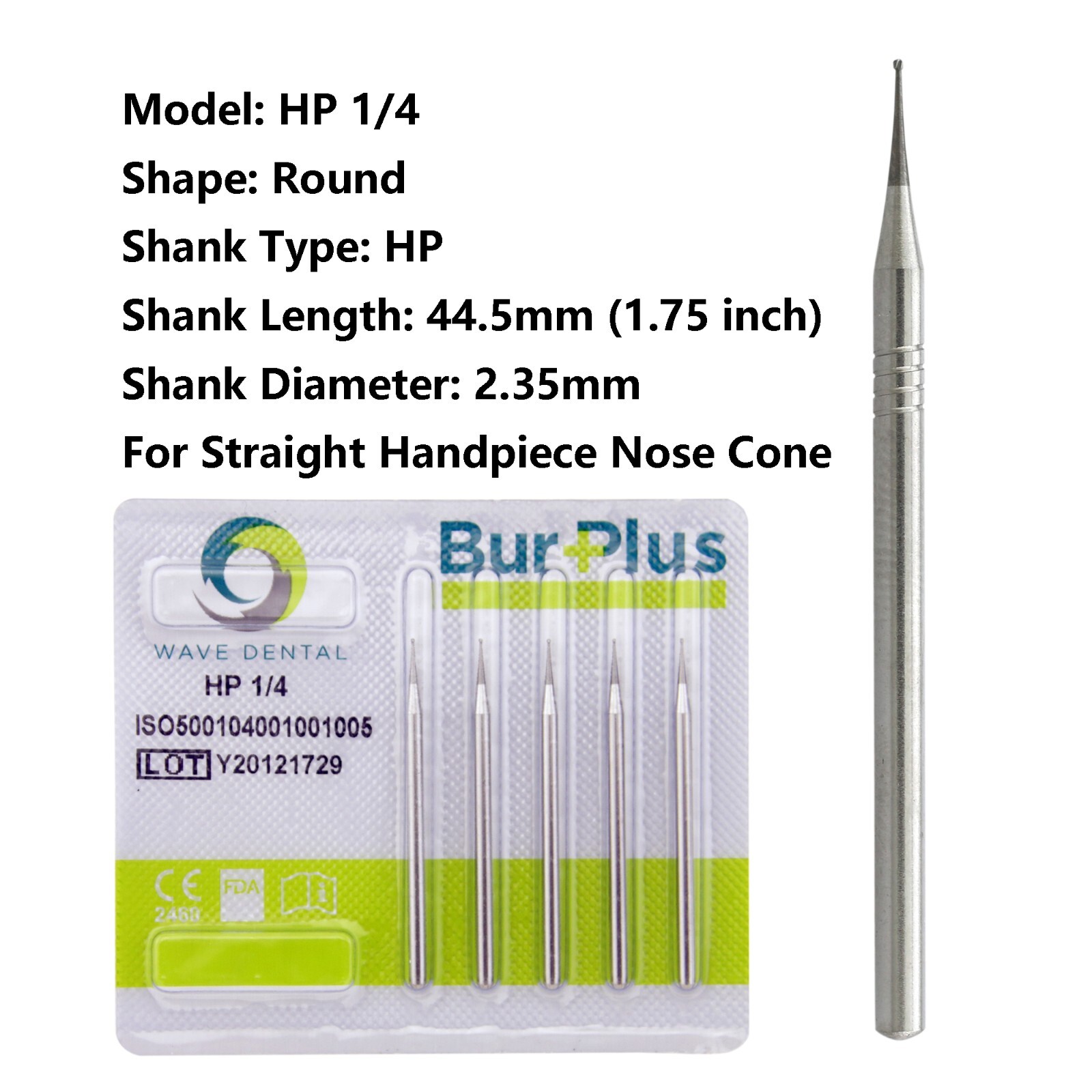 Wave Dental Round Surgical Burs Carbide for Straight Handpiece HP 1/4 2 3 4 5 6