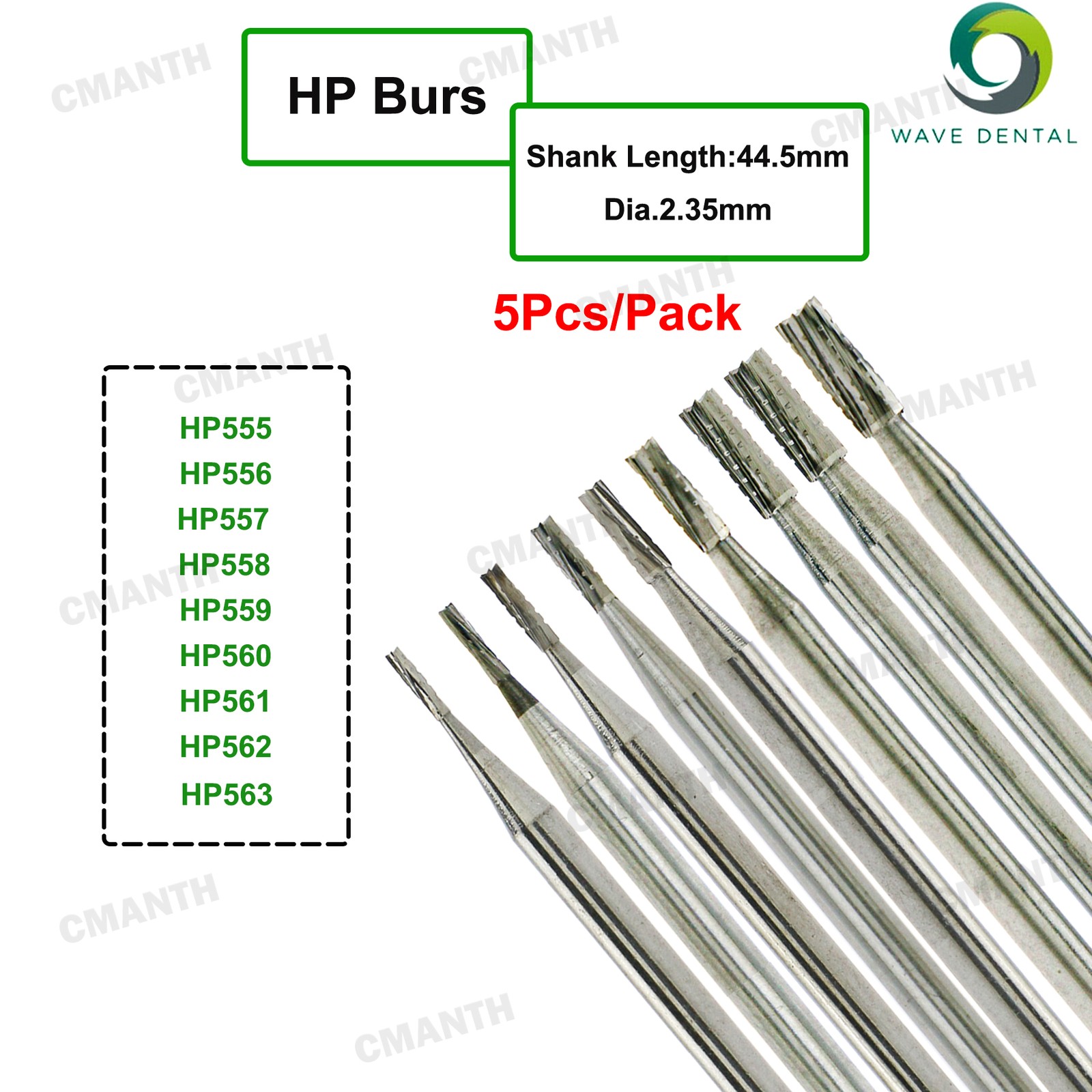 WAVE Dental Bur Tungsten Carbide Bur Tapered Fissere HP Round Head For Low Speed