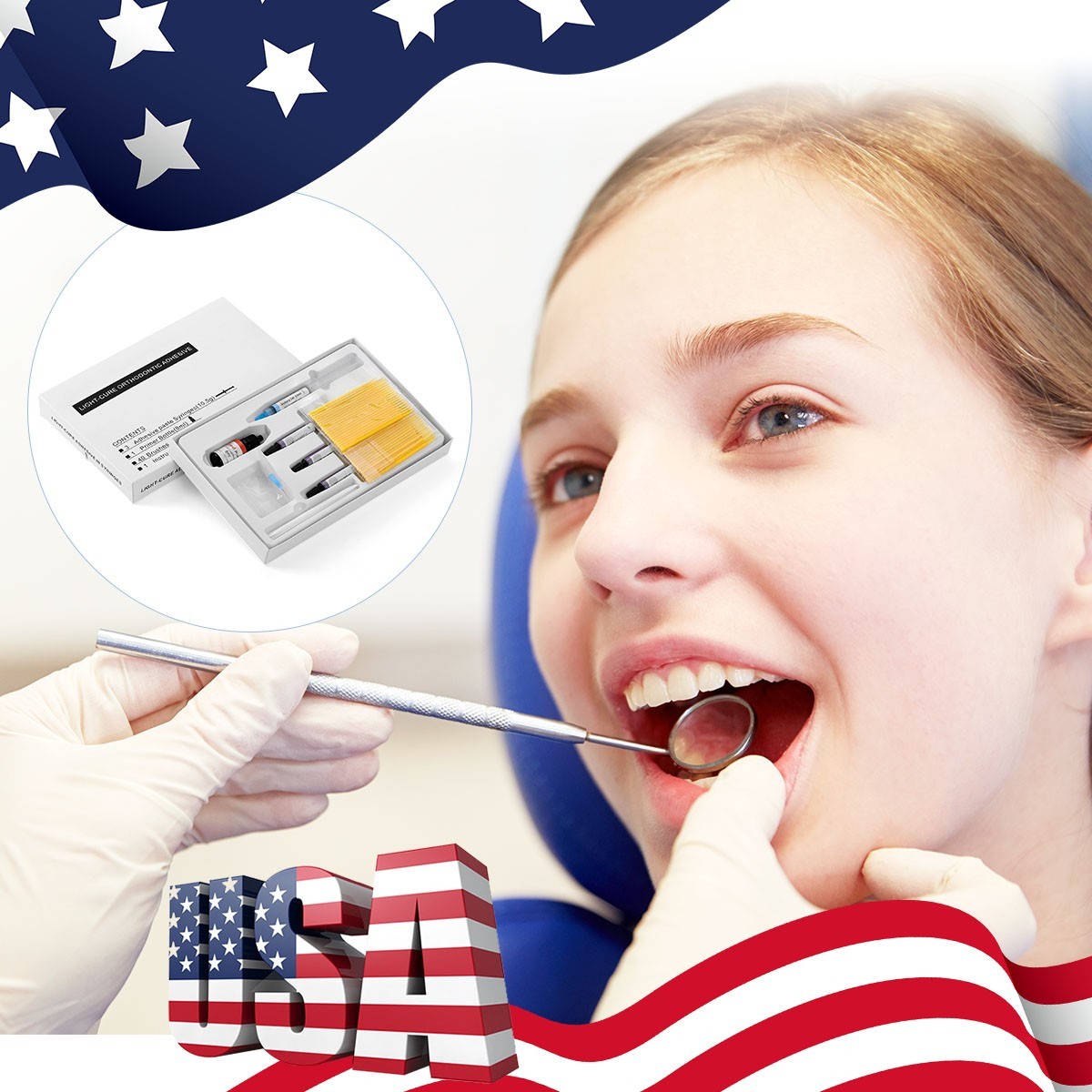 Dental Bracket Braces Glue Ortho Bonding Agents Light Cure Resin Adhesive Kit