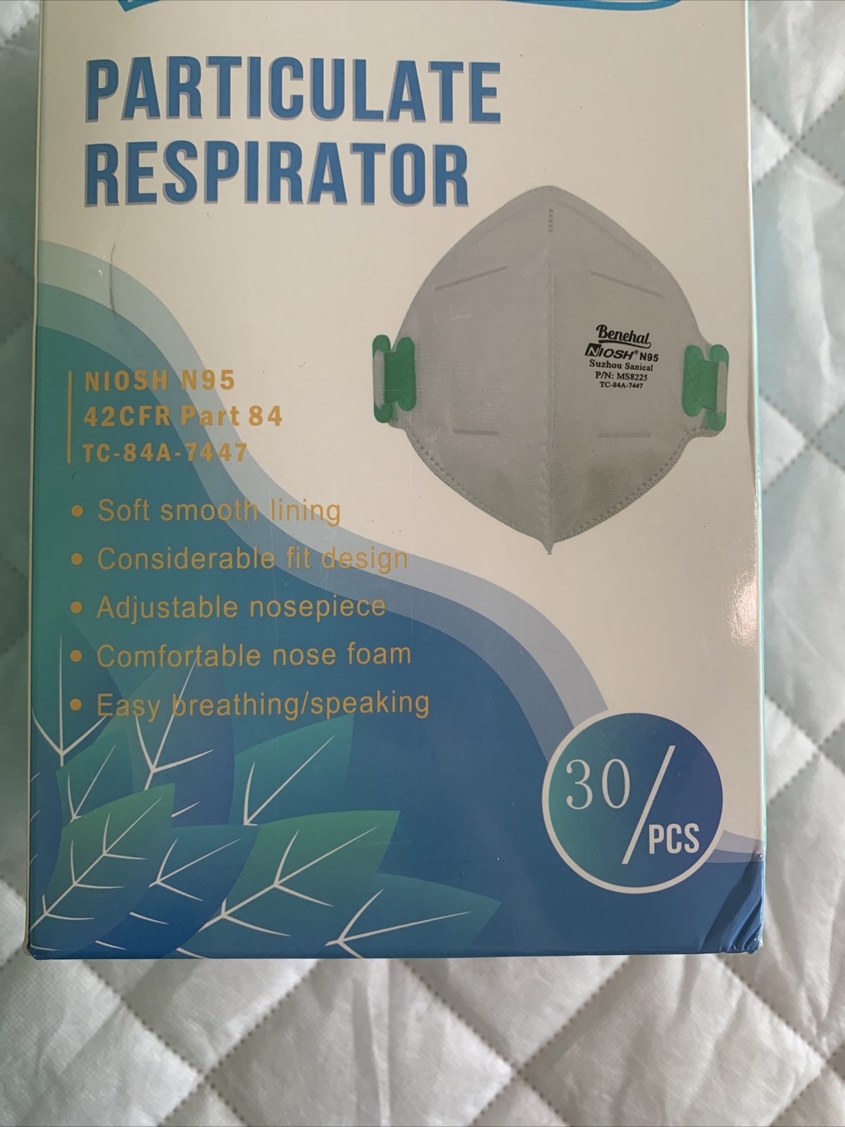 Particulate Respirator MS8225 Masks NIOSH,N95 (30 pack)Soft Adjustable Breatha