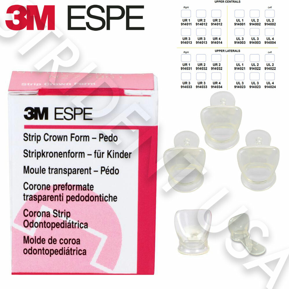 3M Pediatric Strip Crown Forms Pedodontic 5 per Box – multiple sizes available