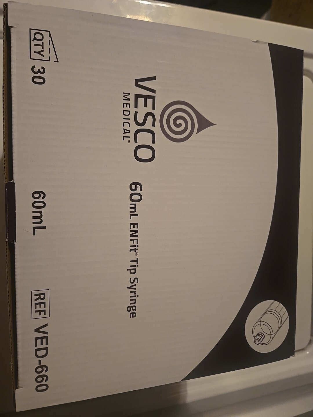 VESCO Enfit Tip 60ml Irrigation Syringe, 30 units NIB