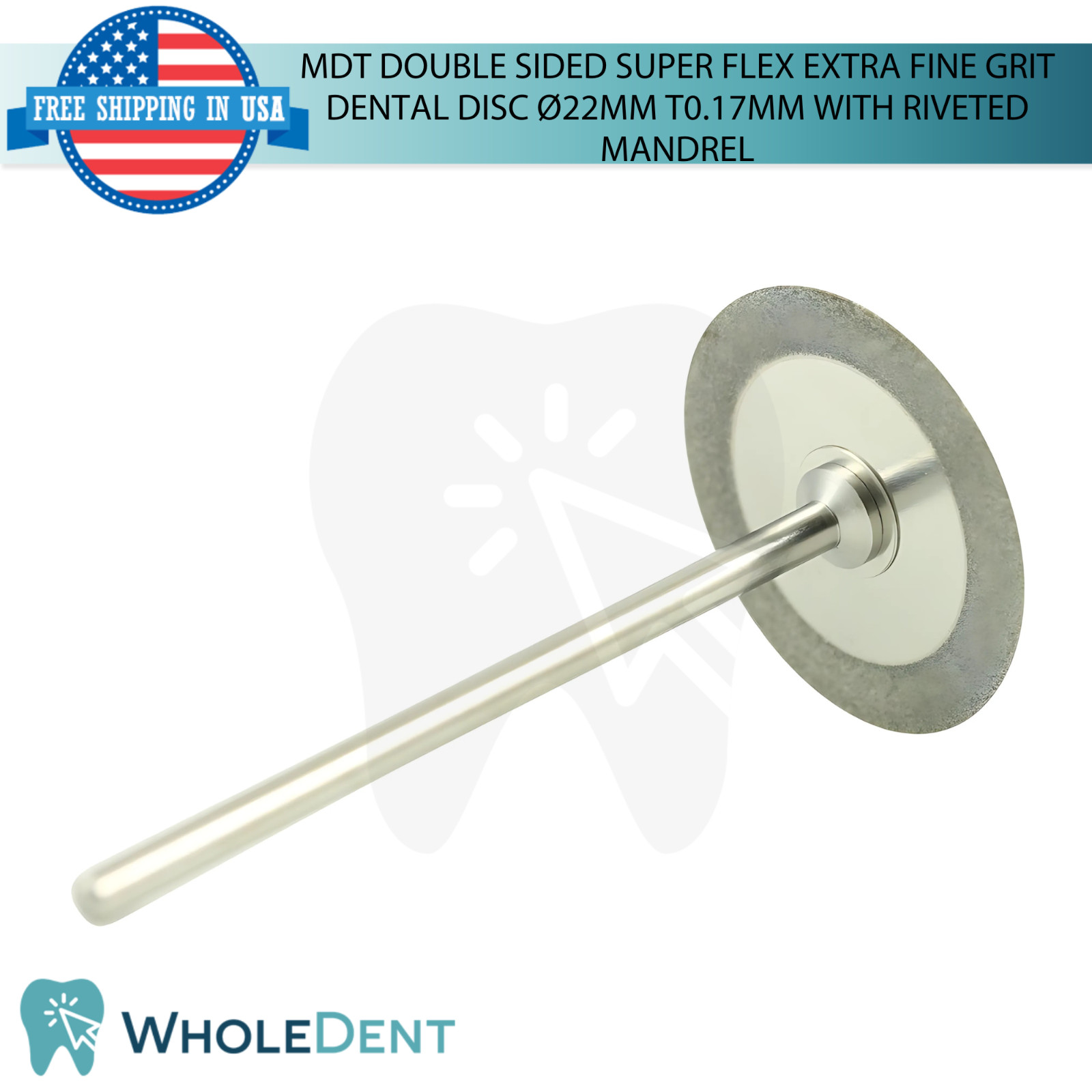 Double Sided Fine Grit Diamond Dental Lab Disc Ø22mm T0.3mm Riveted Mandrel