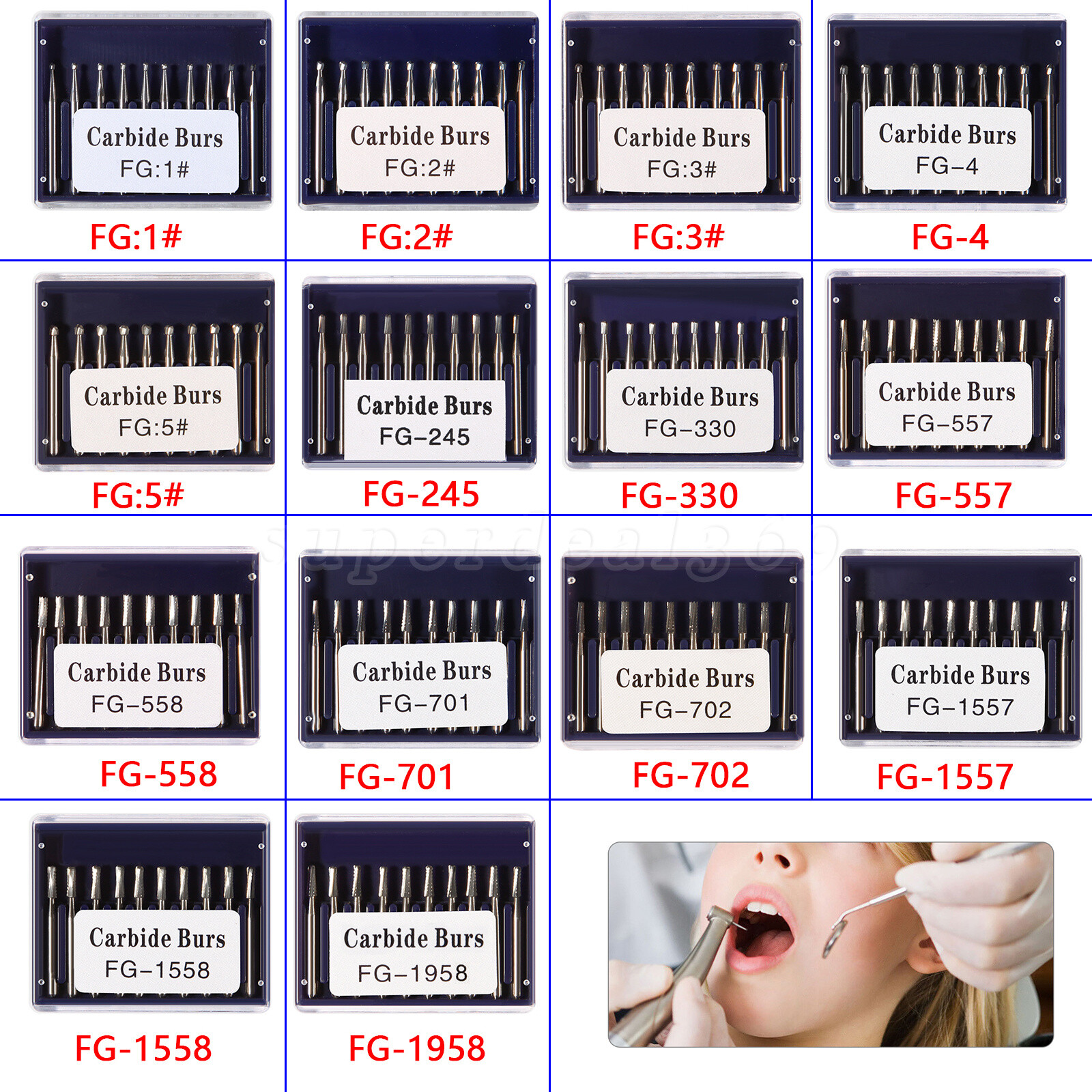 10-100 PCS Dental Round Tungsten Carbide Steel Bur For High Speed Handpiece