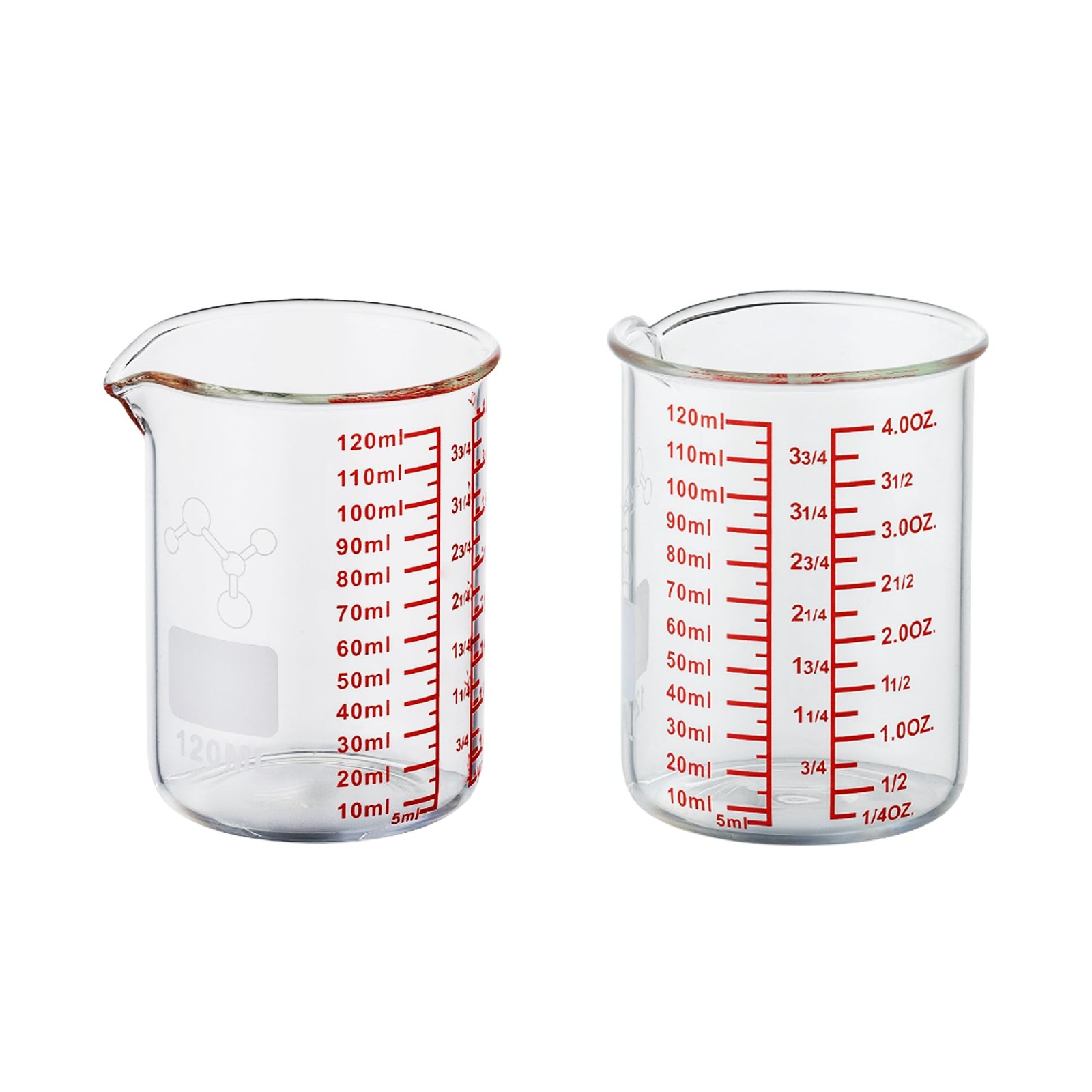 High Borosilicate Glass Measuring Cup-V-Shaped 120ml (4oz) – Pack of 2, Clear