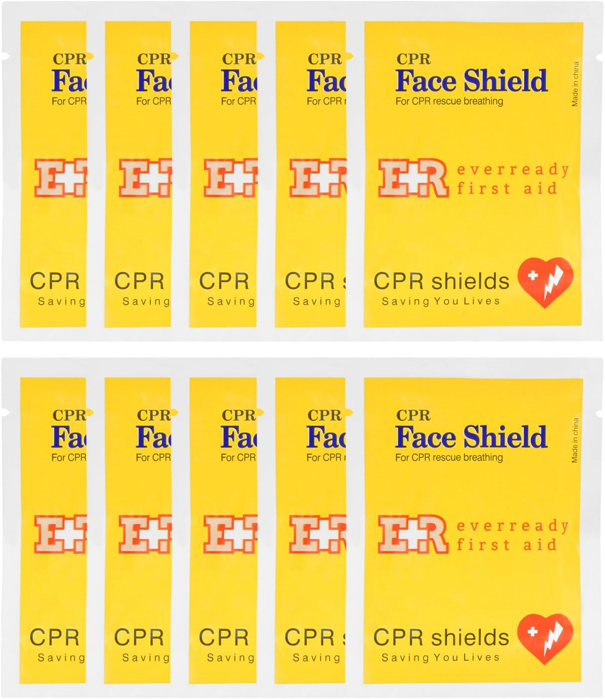 Ever Ready First Aid CPR Face Shield for Adults Children and Infants – 10 Pack