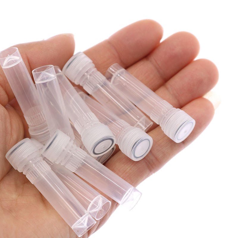 20x Small Plastic 1.5ml Small Vials Screw On Cap Clear Test Tube Mini Lab Bottle
