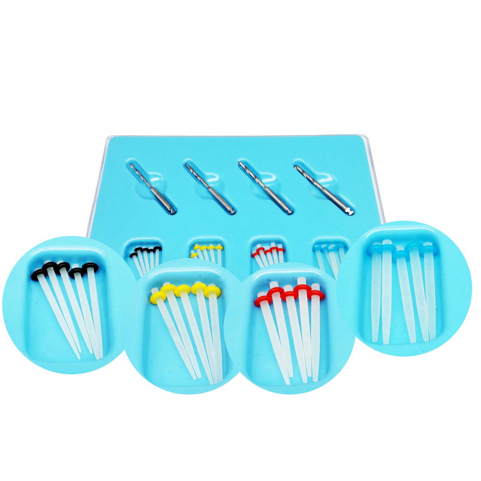 Dental Endodontic Posts Endo Fiber Post Kit 1.2mm 1.4mm 1.6mm 1.8mm +4* Drills