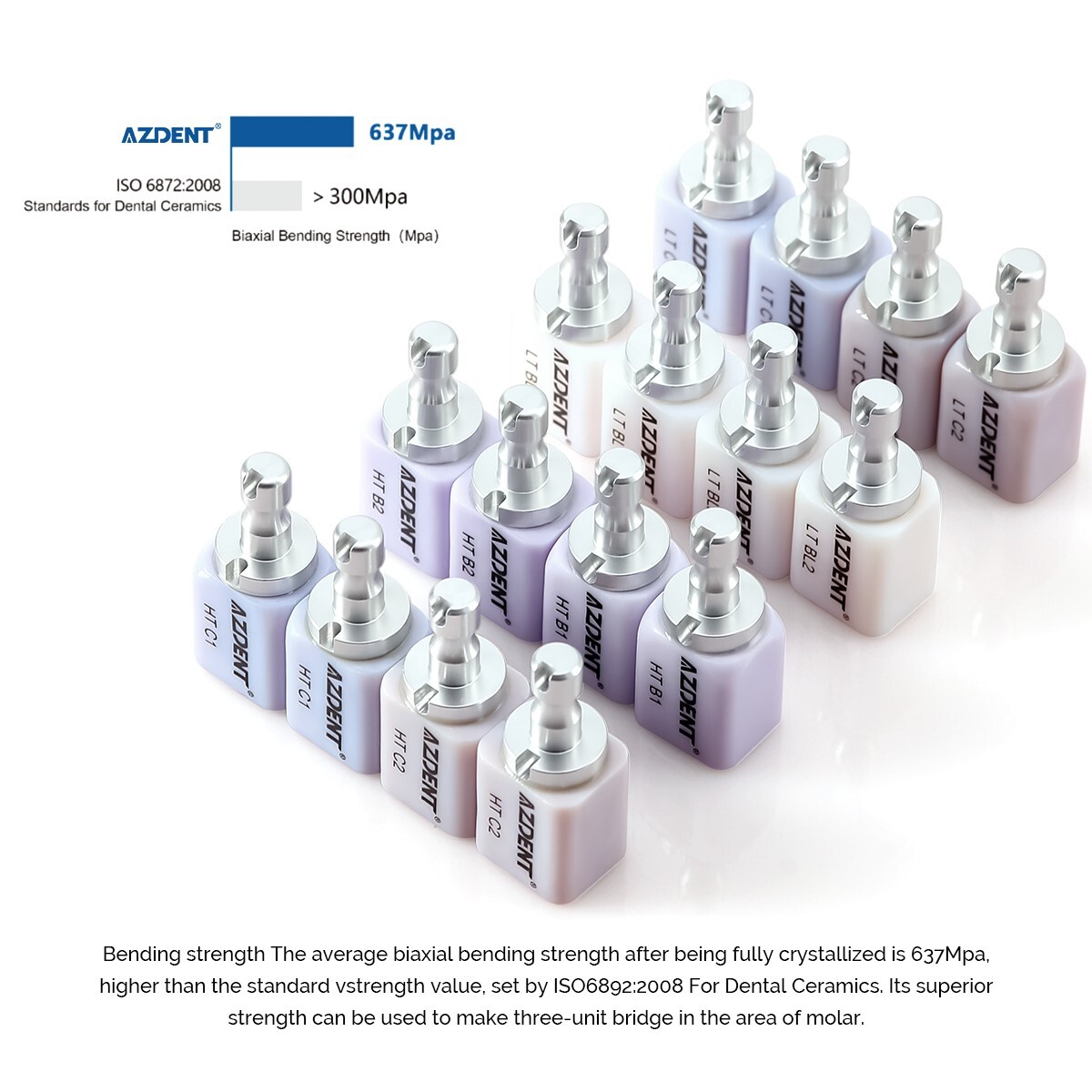 5Pcs/Box Dental C14 Glass Ceramic Lithium Dislicate Blocks CAD Cerec LT/HT