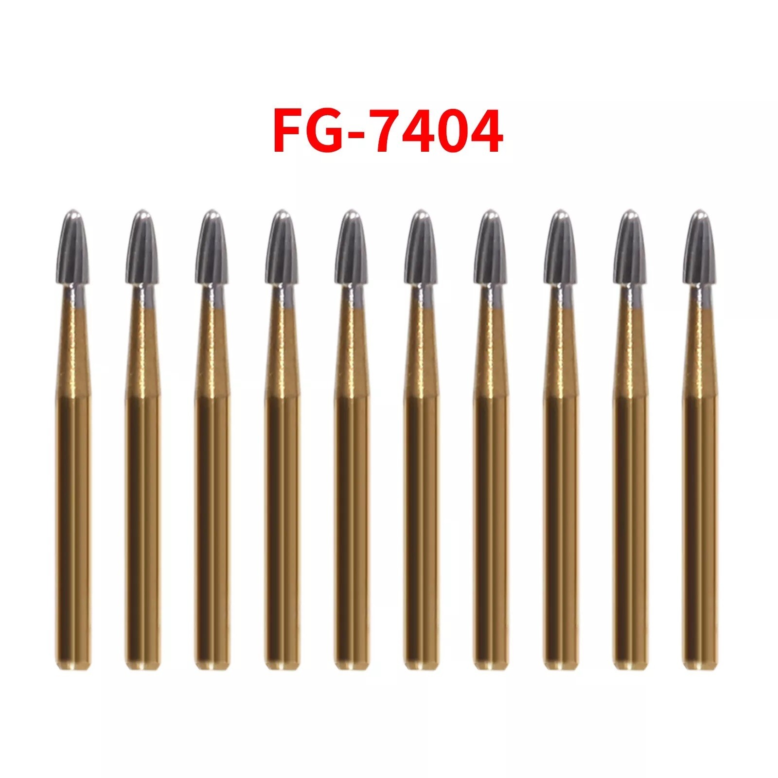 10 pcs Dental Tungsten Carbide Burs Trimming & Finishing Egg Football FG-7404