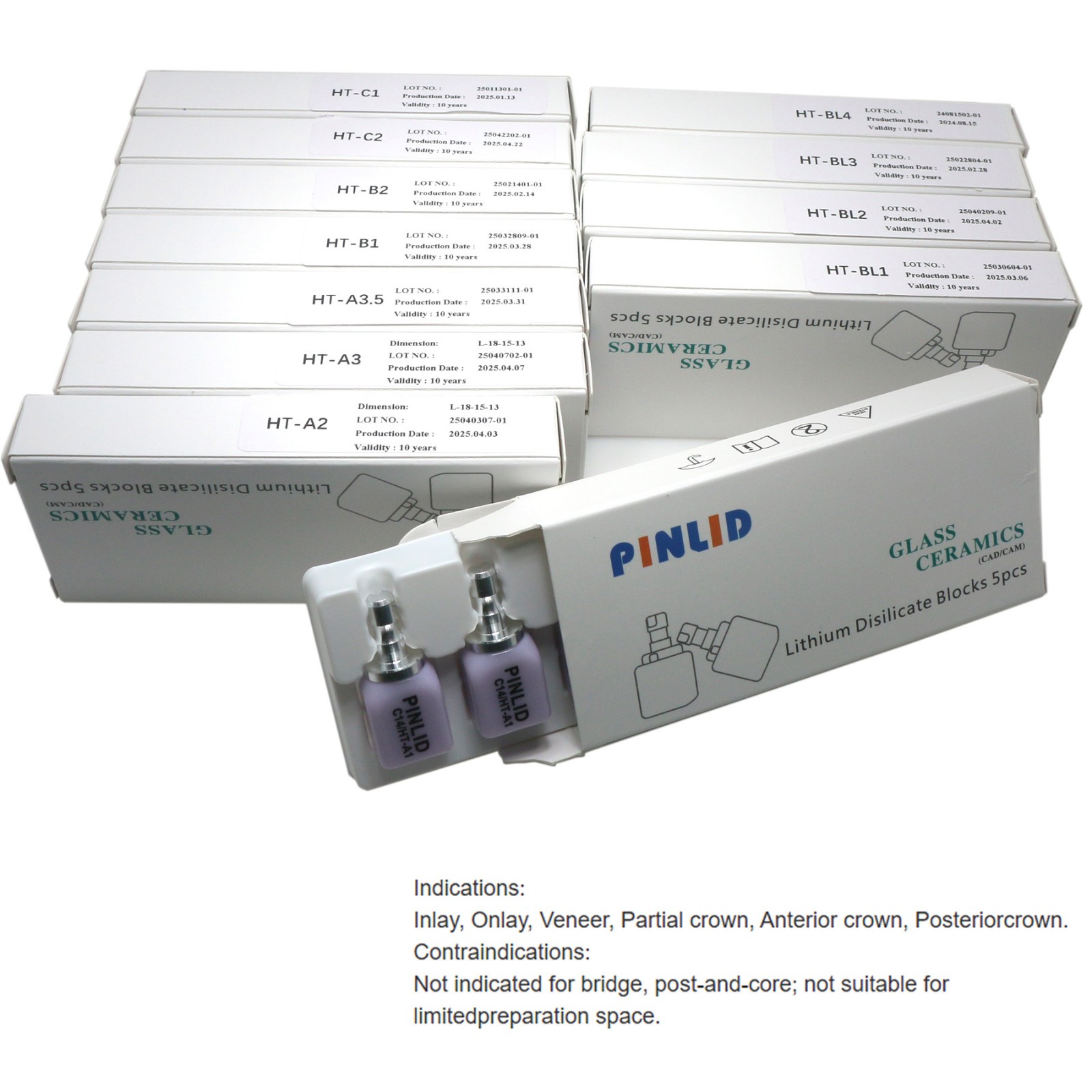 US C14 HT/LT Dental Lithium Disilicate Ceramic IPS e.max CAD CEREC Blocks InLab