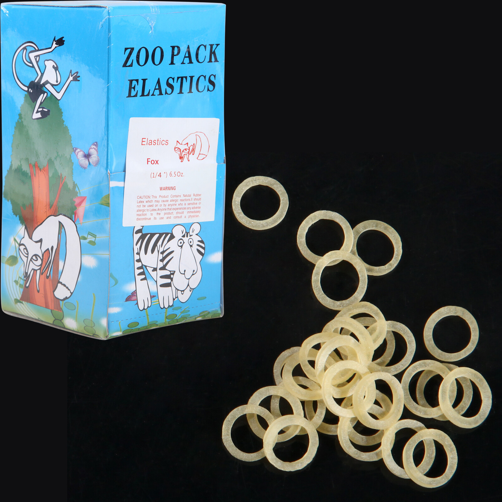 100pcs/bag Dental Orthodontic Elastics Fox Bands Rabbit Force 6.5 OZ,1/4″ Zoo