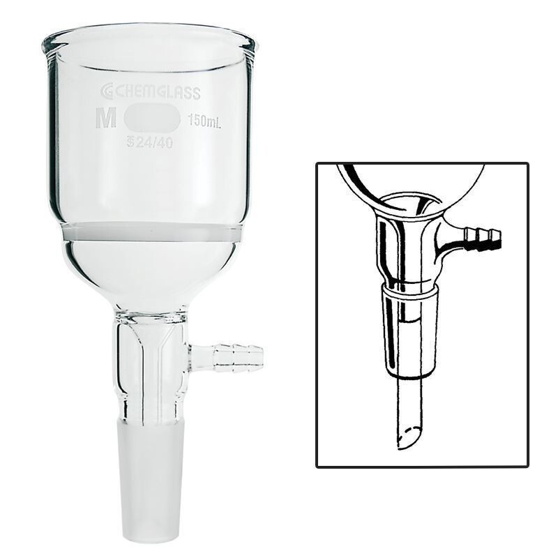 150mL Buchner Filter Funnel 24/40 Inner Joint Medium Frit Chemglass CG-1406-E-06