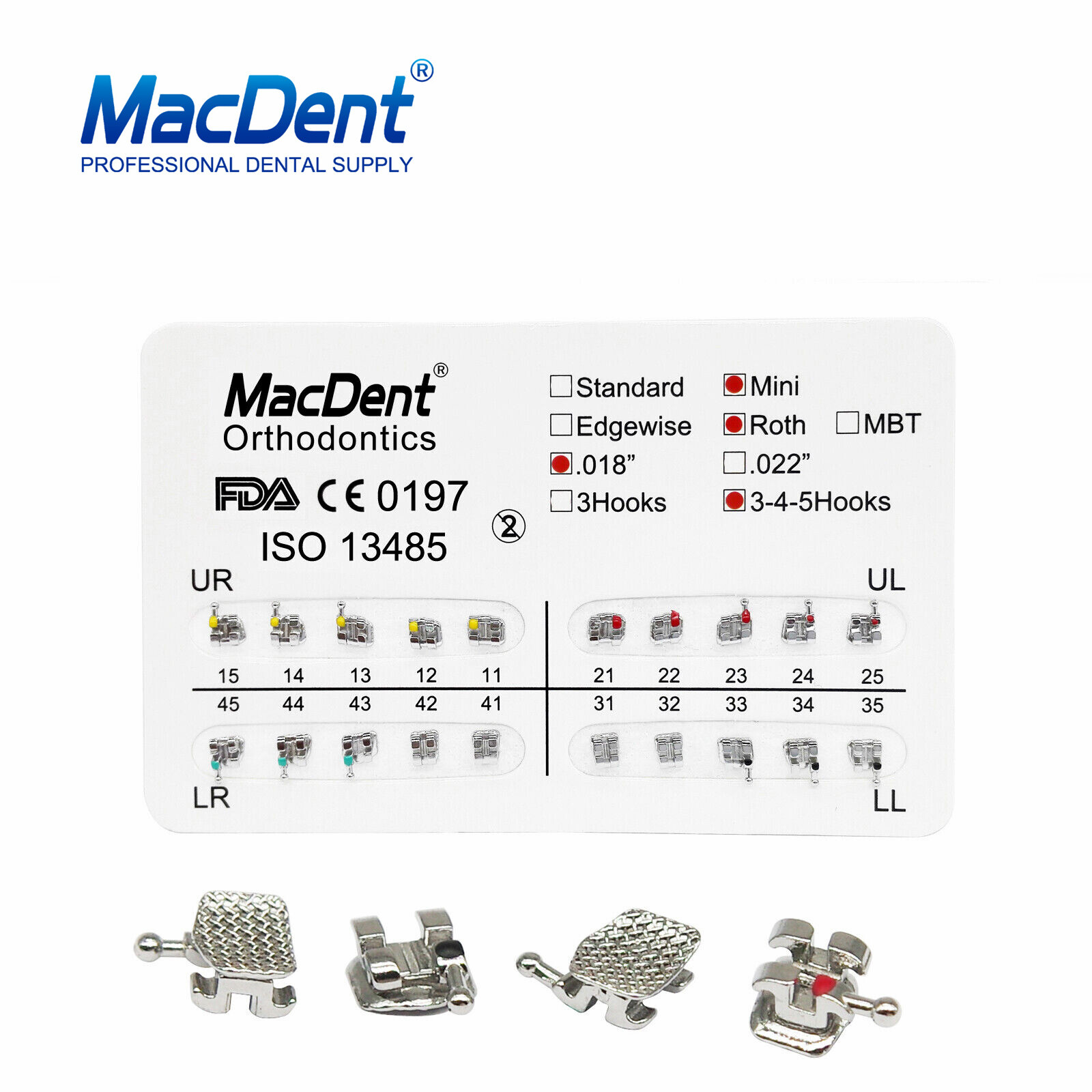 Dental Orthodontic Braces Roth Brackets /NiTi Arch Wire/ Ligature Ties MacDent