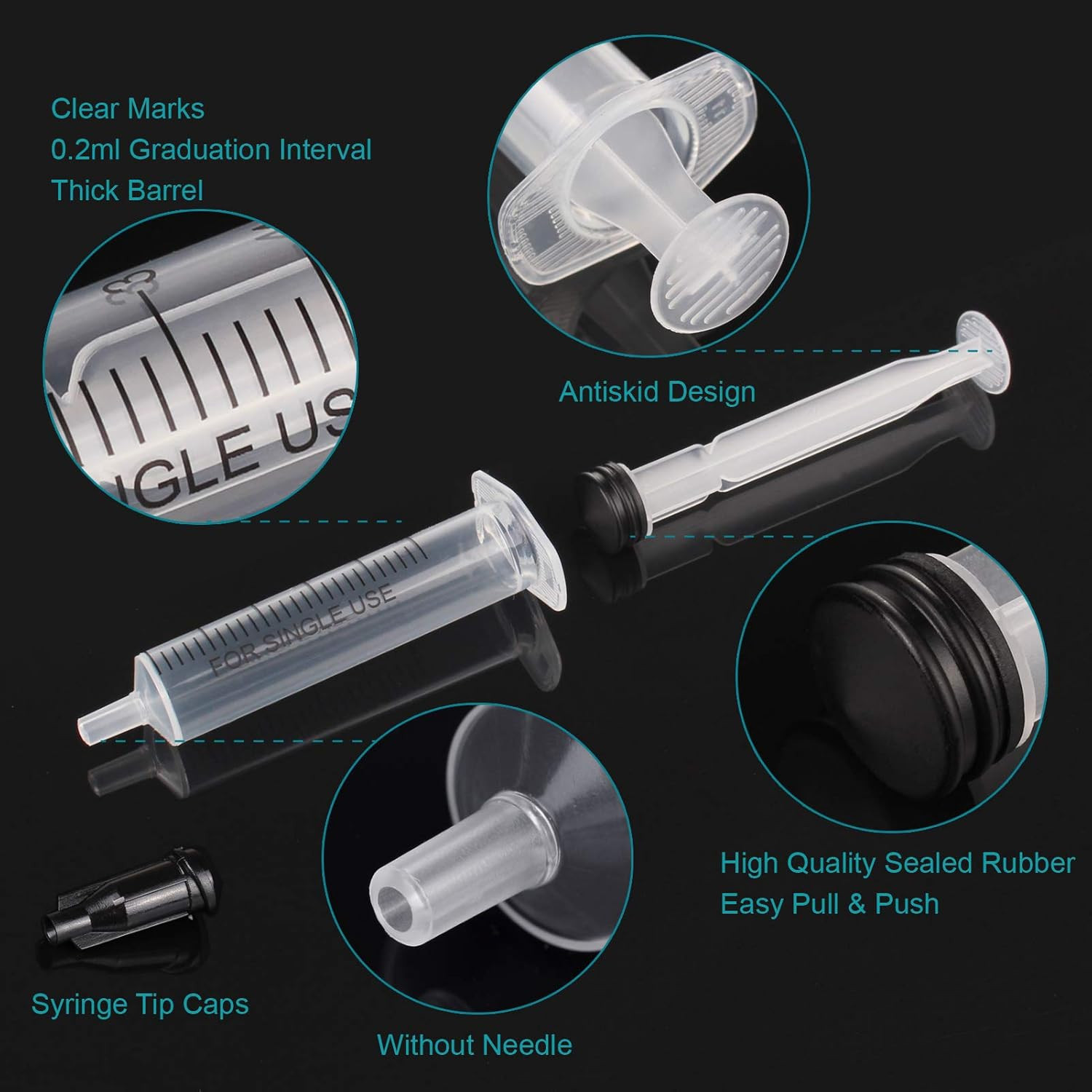 60Pack 5Ml Syringe without Needle – 5 Ml Small Plastic Syringes Sterile Individu