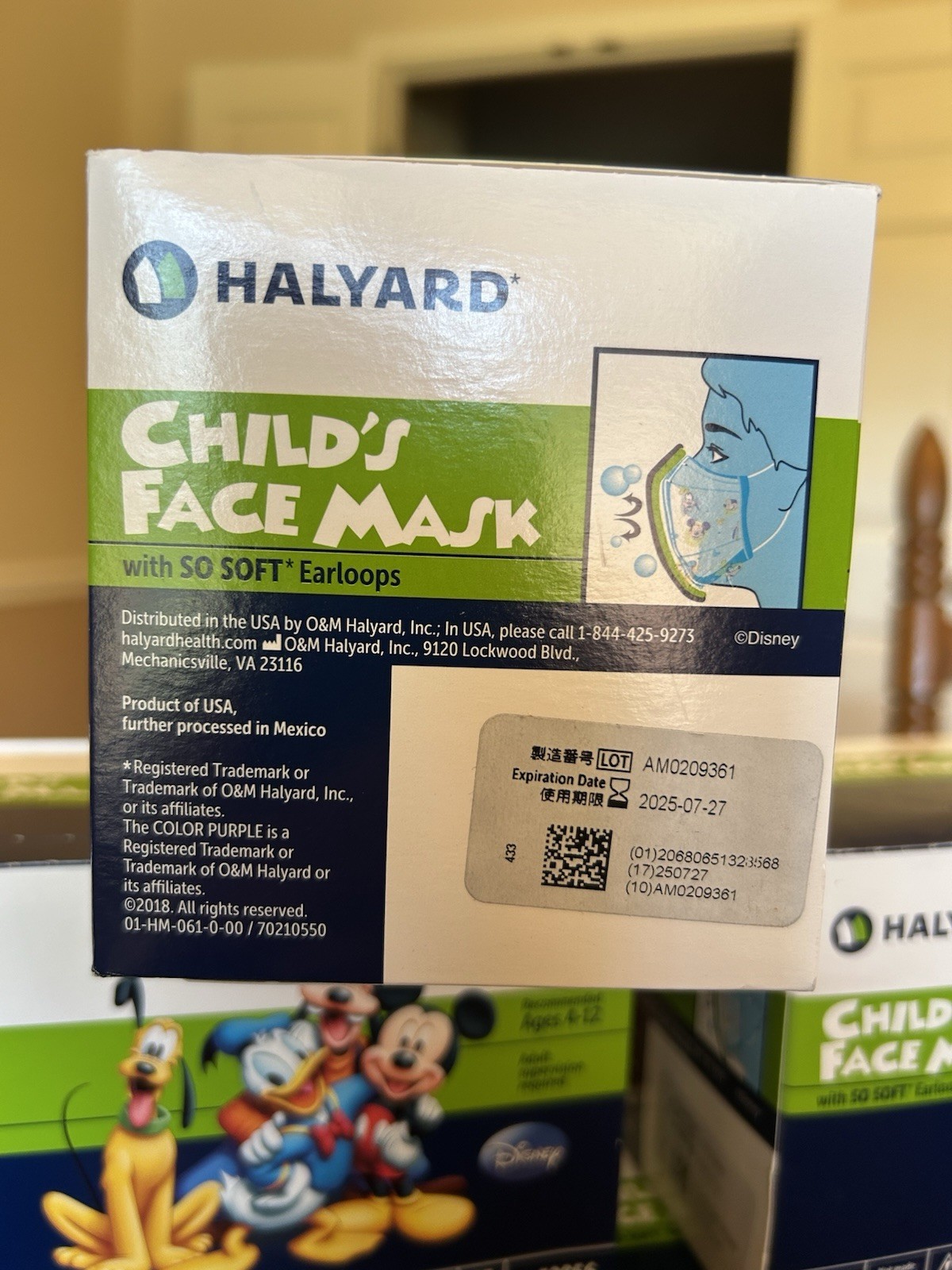 5 Boxes Disney Child’s Face Mask – Each box has 75 Masks – Halyard 32856