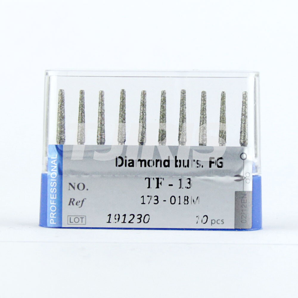 10pcs Dental Diamond Burs FG Flat End Cone/Taper Standard Grit High Speed