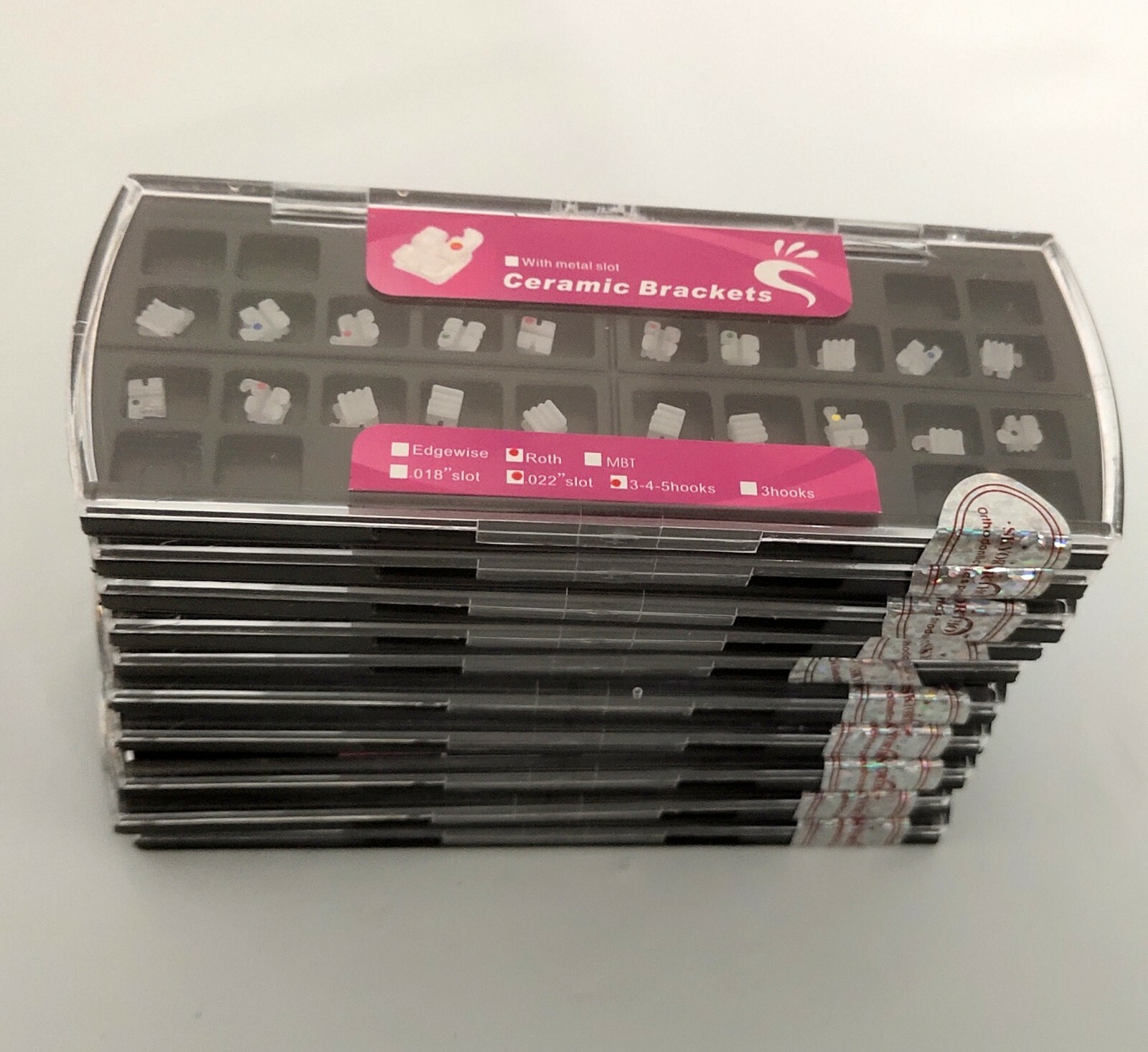 5 Packs Dental Ceramic Brackets 022 Roth 345 Hooks 20pcs per pack White Color